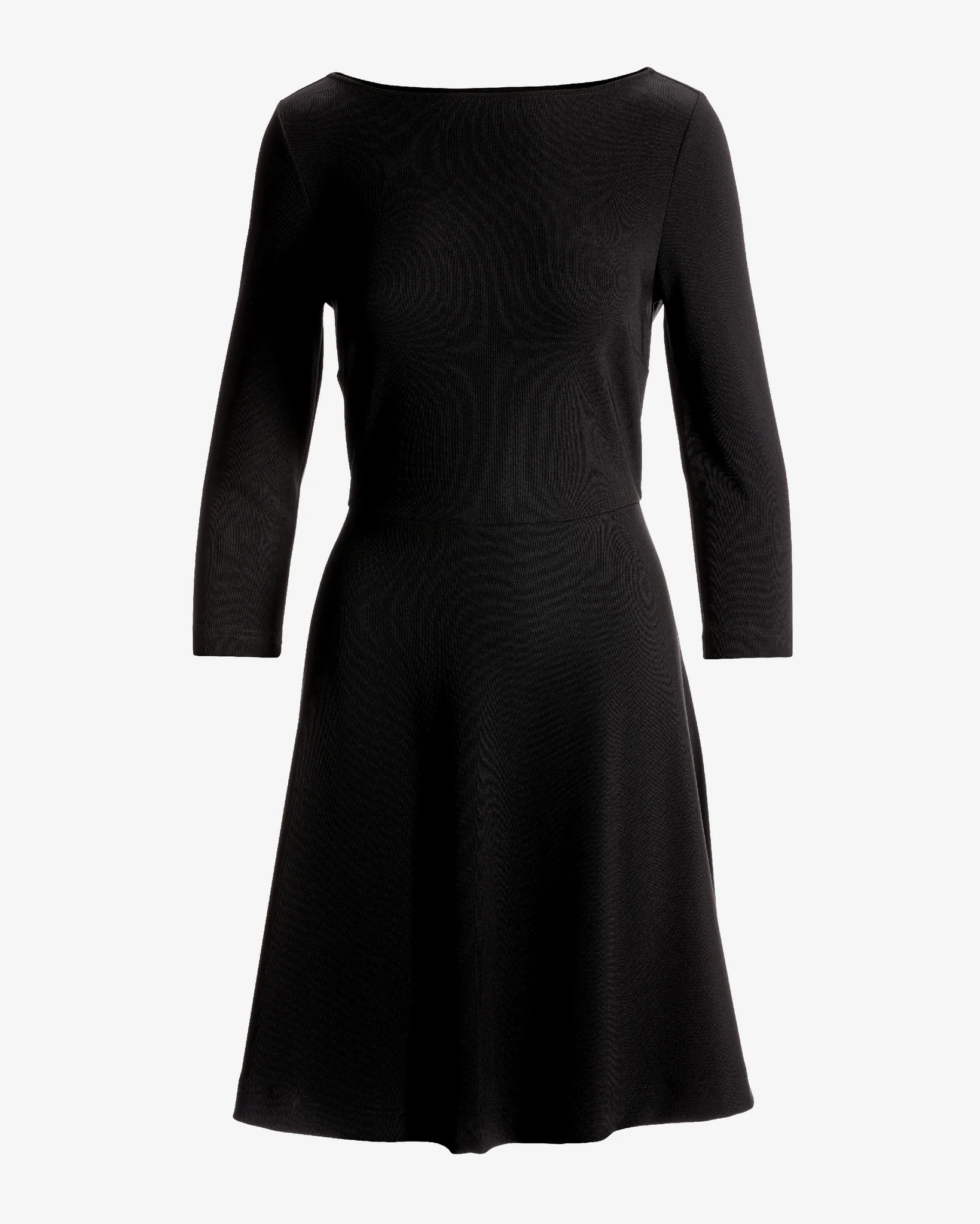 Beyond Travel 3/4 Sleeve Ballet Neck Fit and Flare Dress Jet Black - Mycitystee