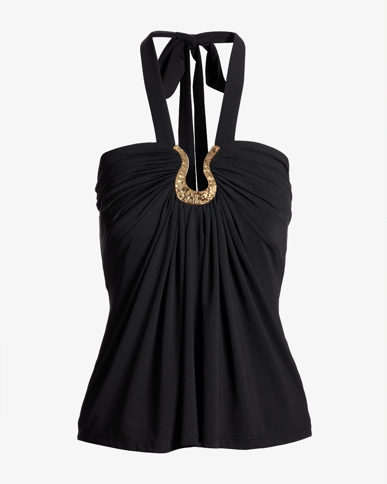 So Chic Hammered Hardware Halter Tank Proper Black - Mycitystee