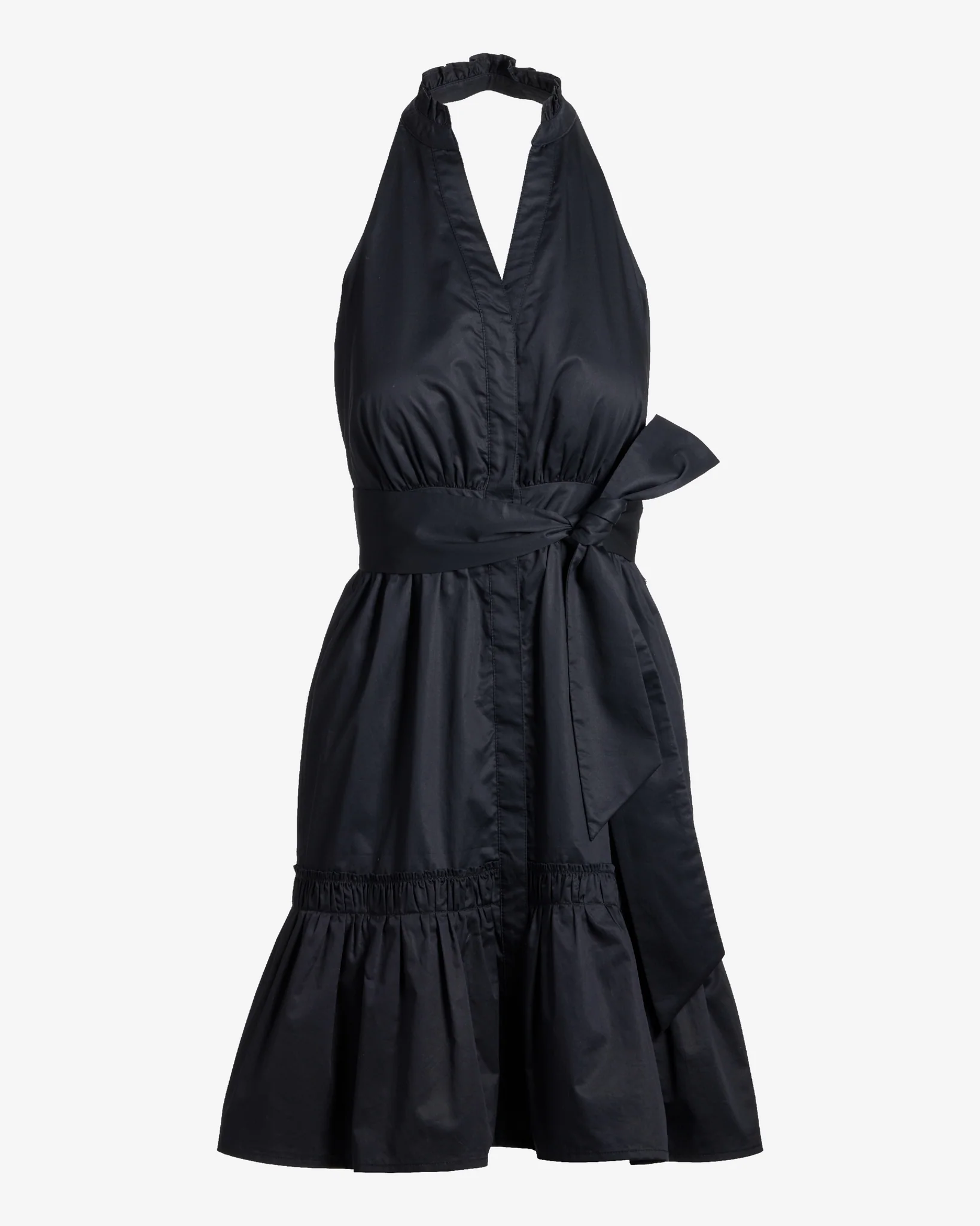 Halter Fit and Flare Poplin Dress Black - Mycitystee