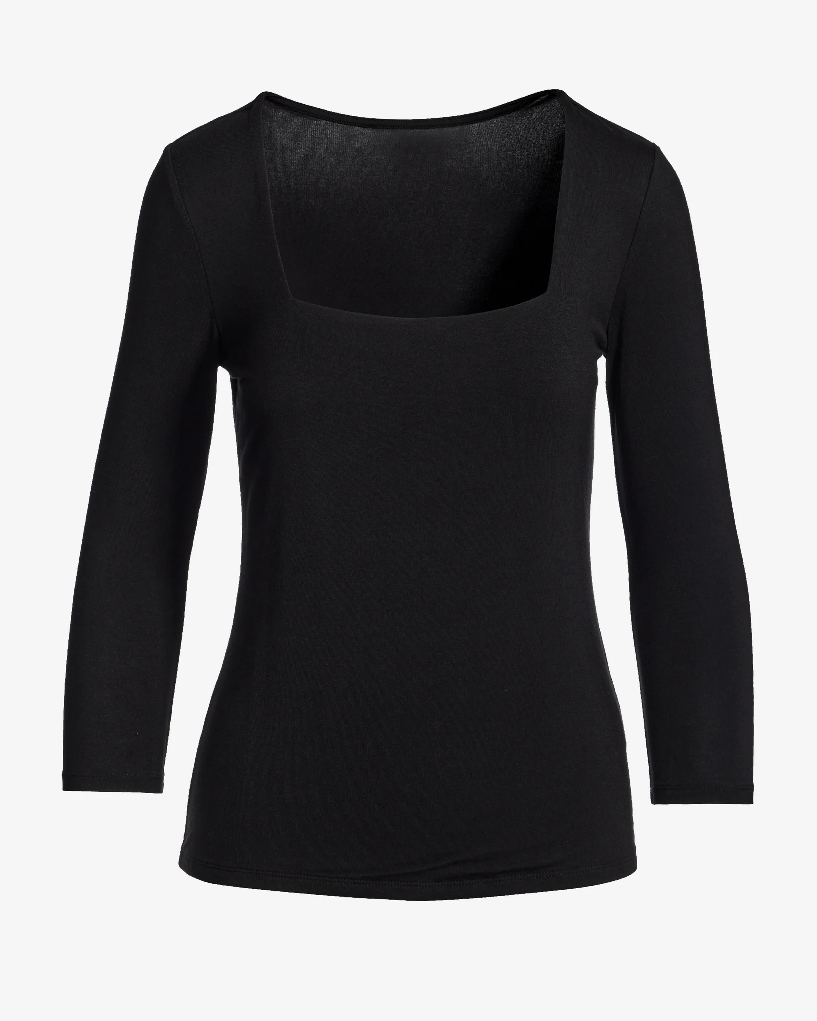 So Effortless Square Neck Three Quarter Sleeve Top Proper Black - Mycitystee