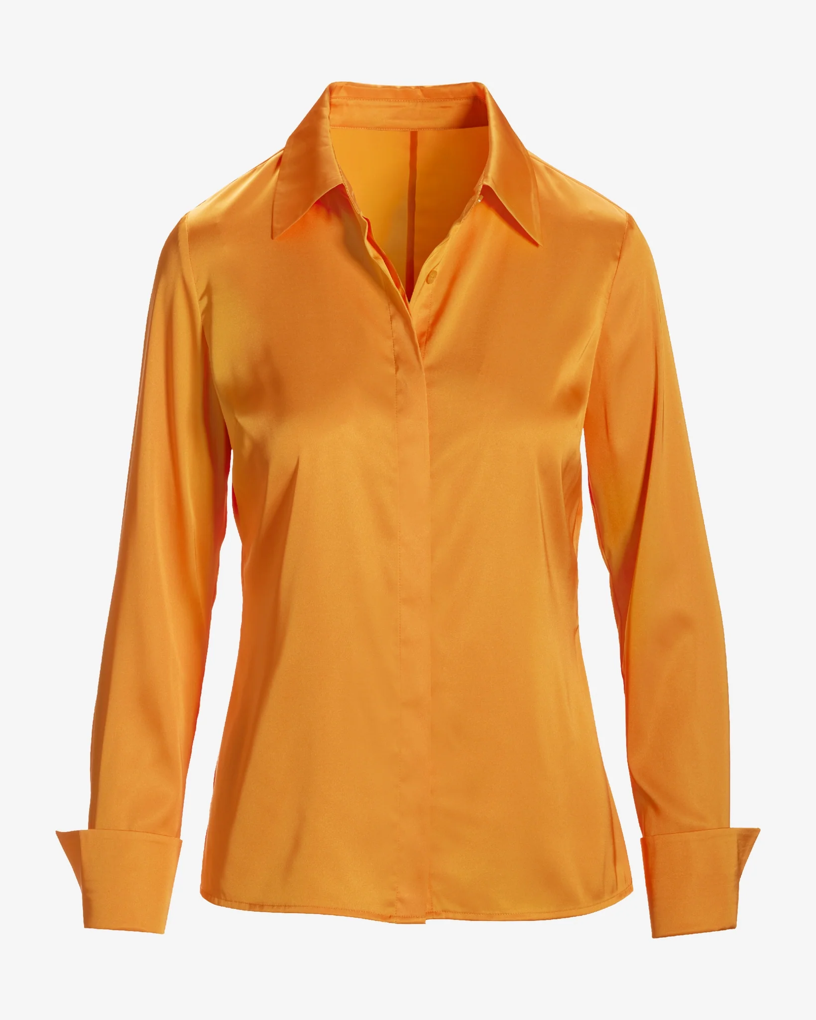 Sophia Button-Up Charmeuse Blouse Orange Pop - Mycitystee
