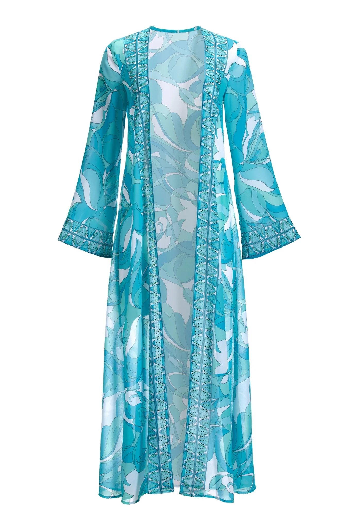 Teal Waters Printed Duster Blue - Mycitystee