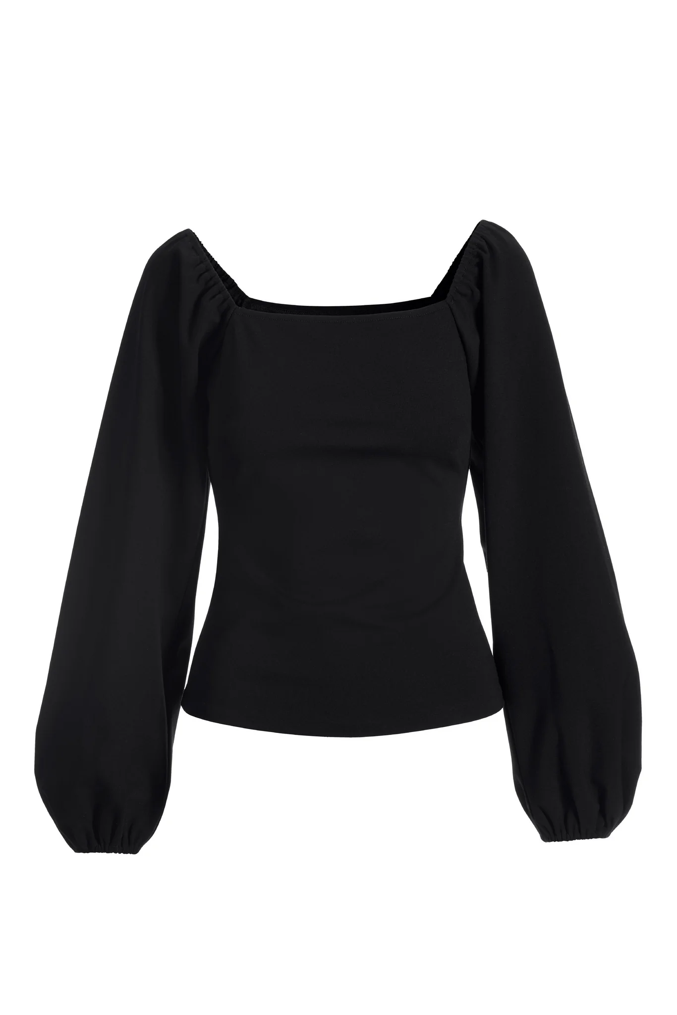 Ponte Long-Sleeve Square-Neck Top Black - Mycitystee