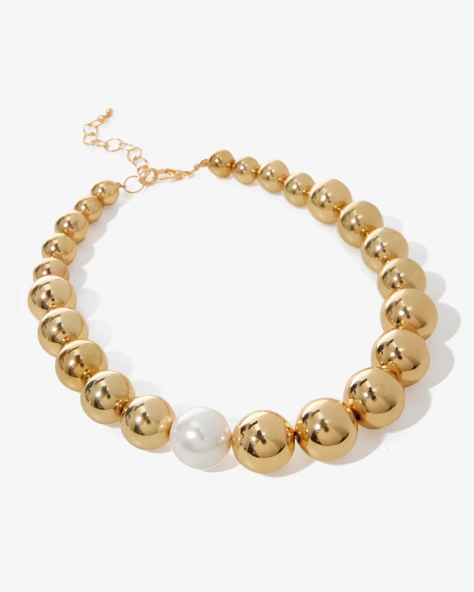 Chunky Bead Necklace Gold - Mycitystee