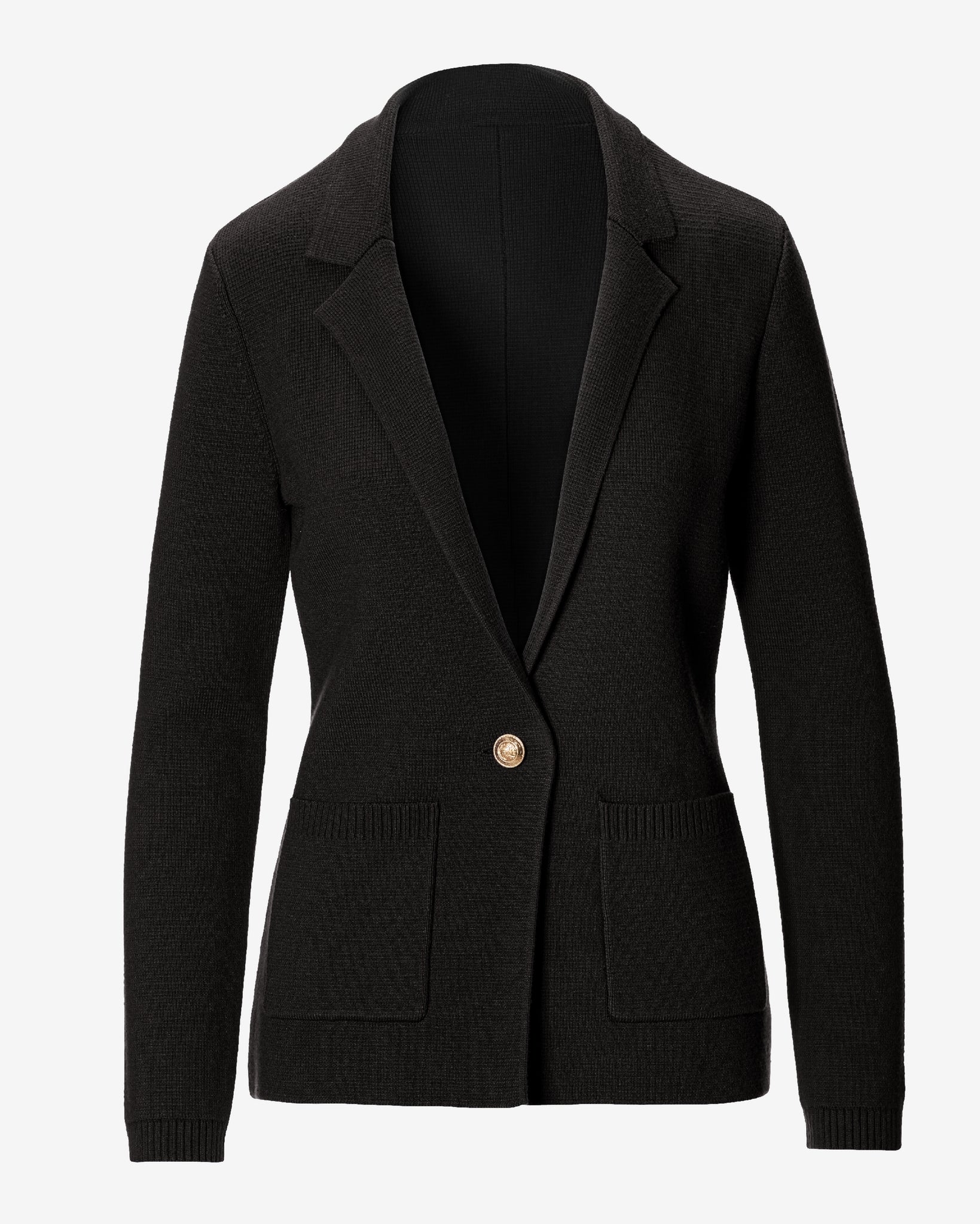 Single Button Sweater Blazer Black - Mycitystee