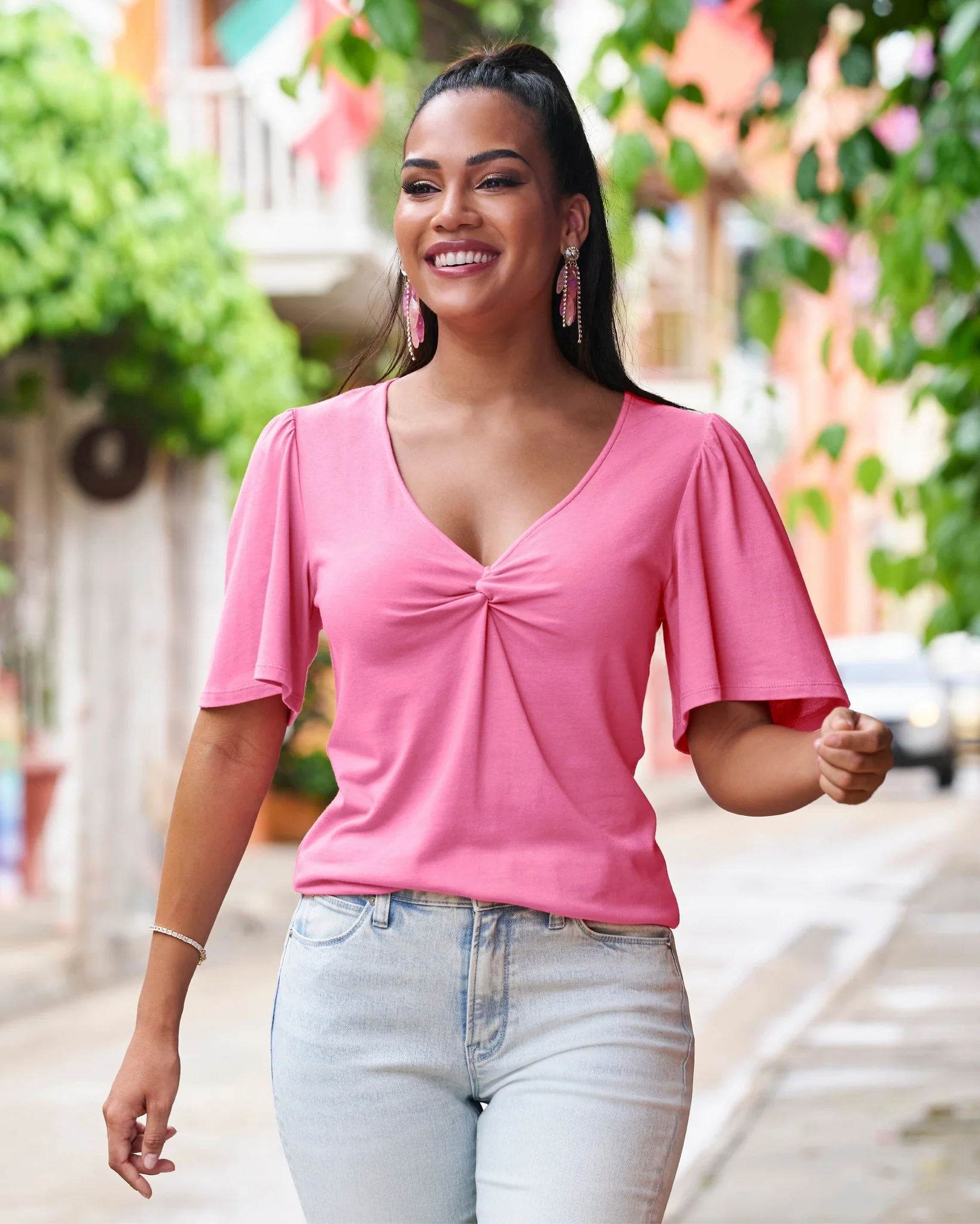 Short Sleeve Knot Tee Aurora Pink - Mycitystee