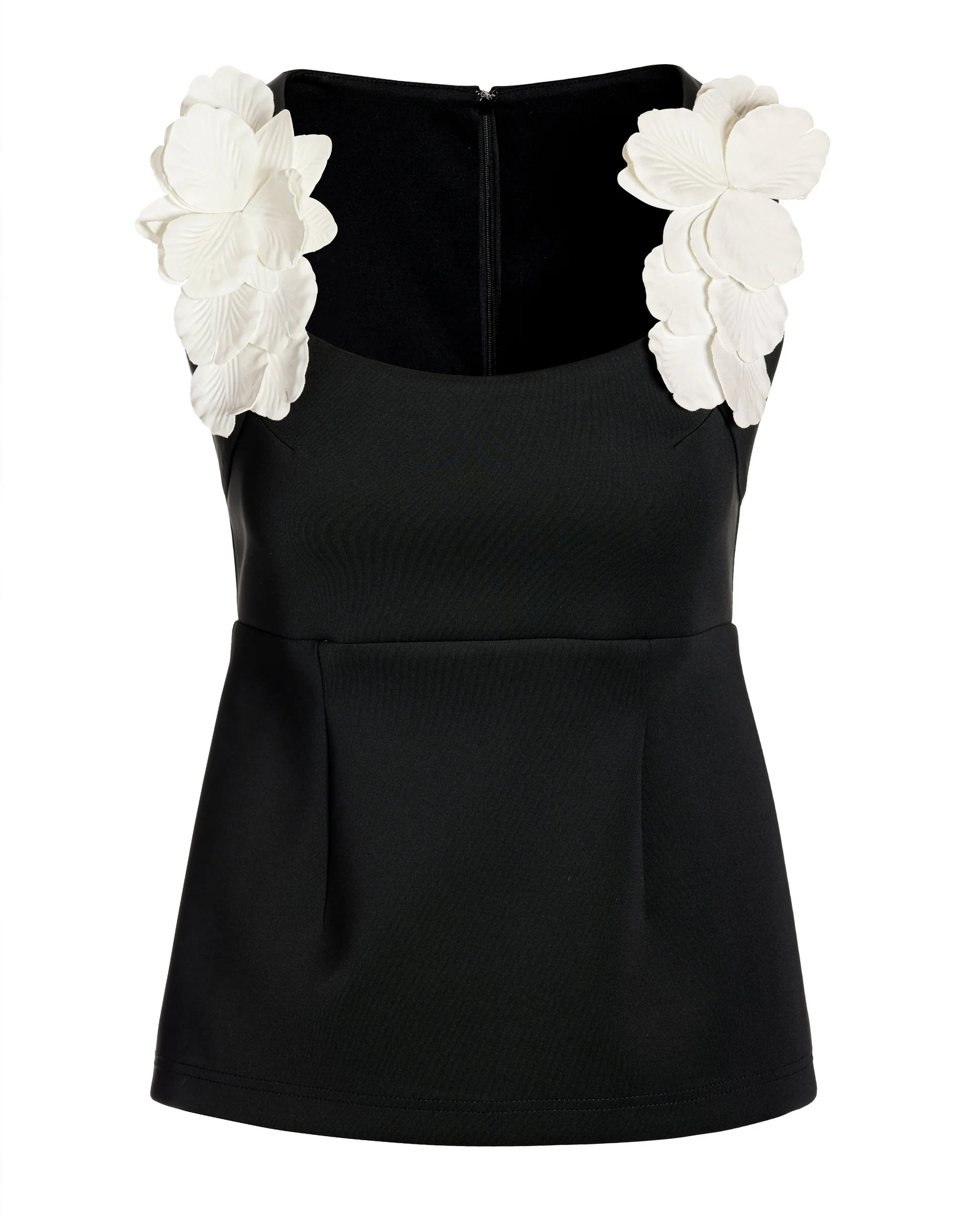 3D Floral Scuba Top Black/Off White - Mycitystee