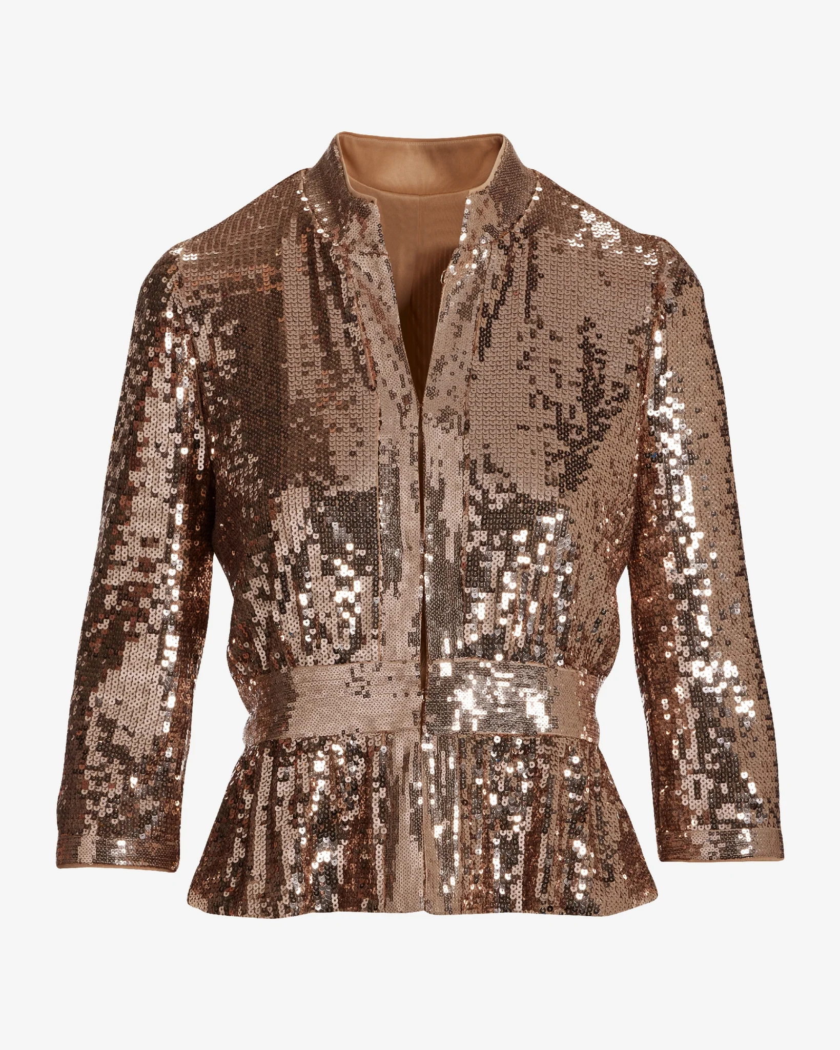 Sequin Three Quarter Sleeve Peplum Jacket Rose Gold - Mycitystee