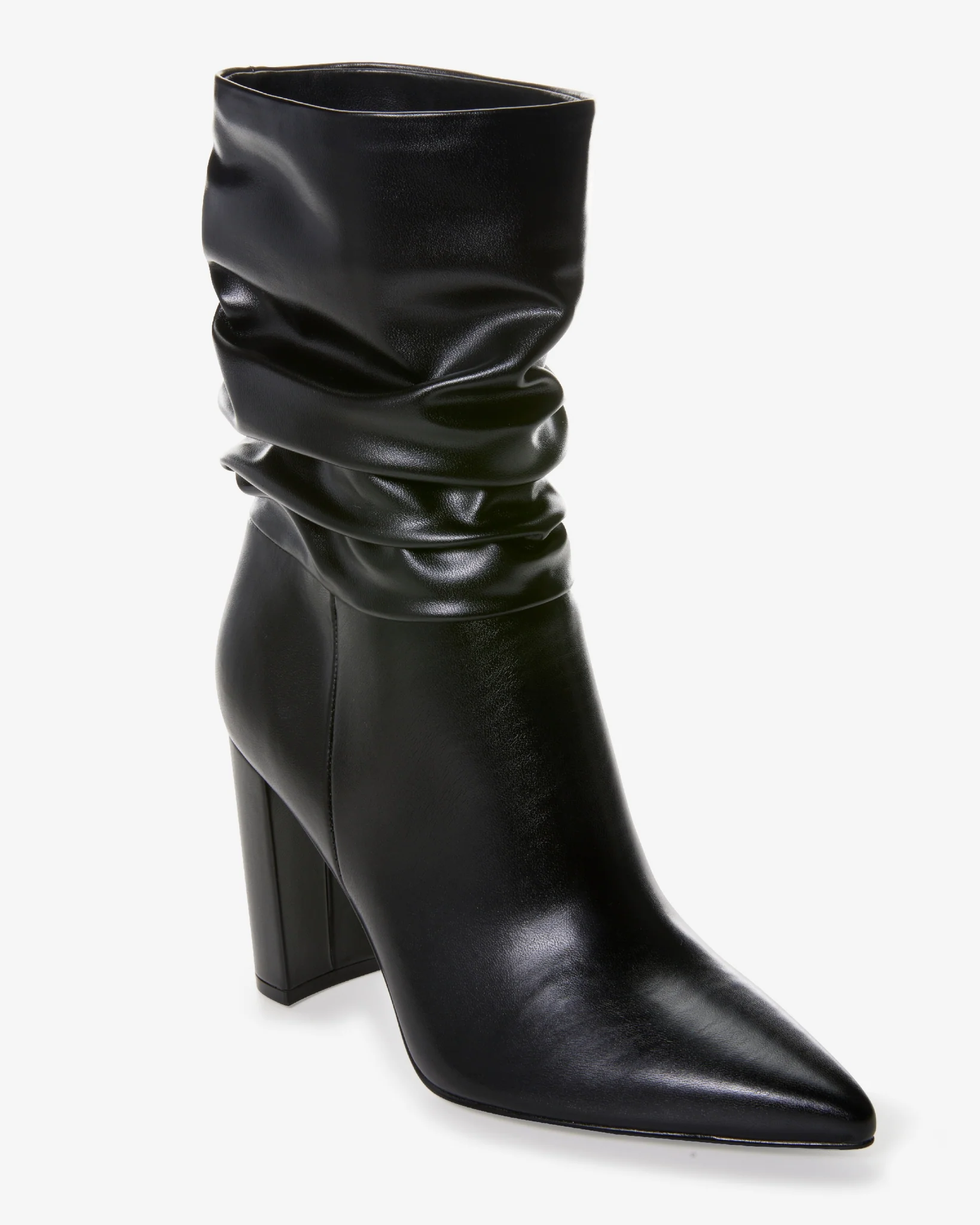 Slouchy Block Heel Boot Black - Mycitystee