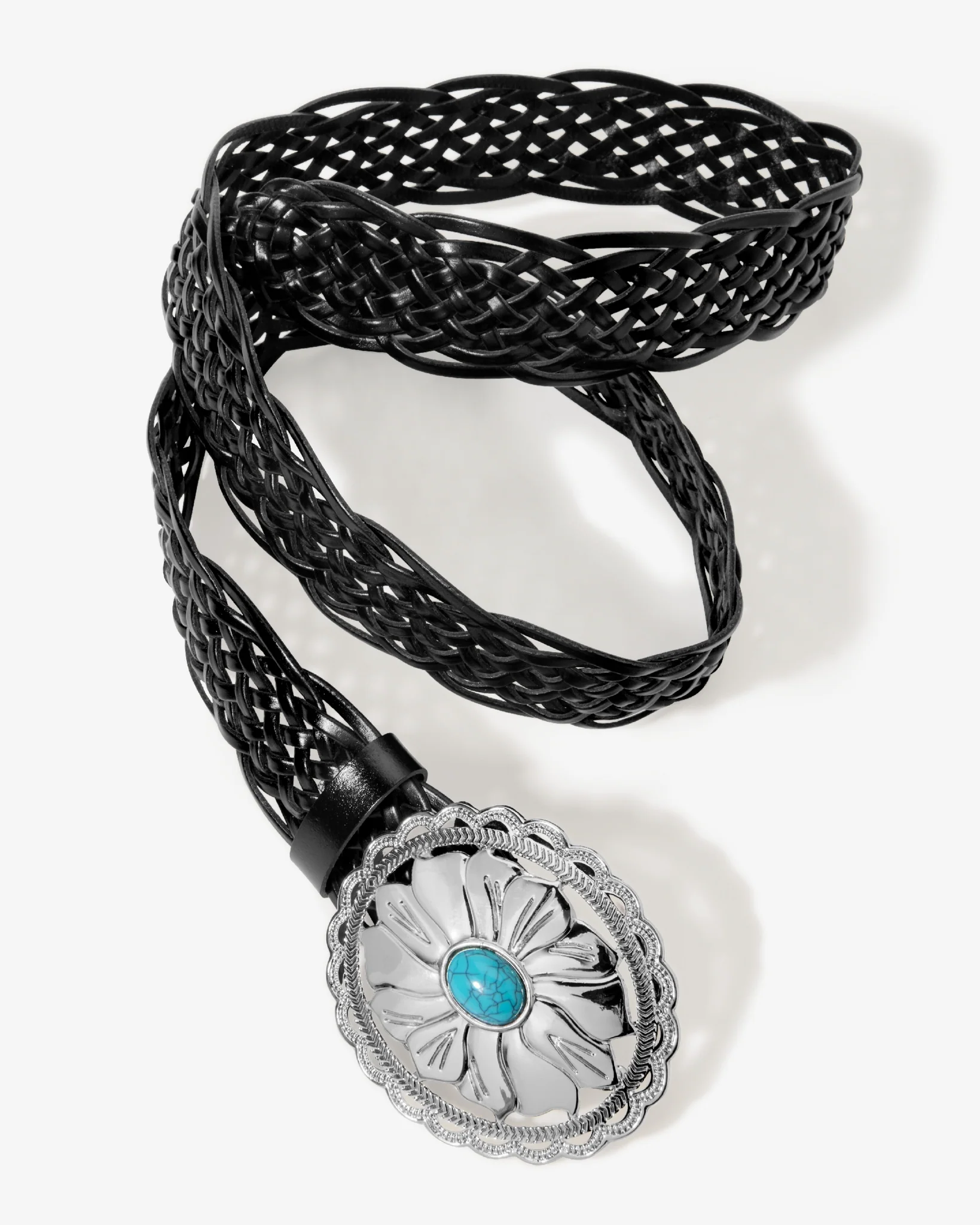Woven Turquoise Stone Belt Black - Mycitystee