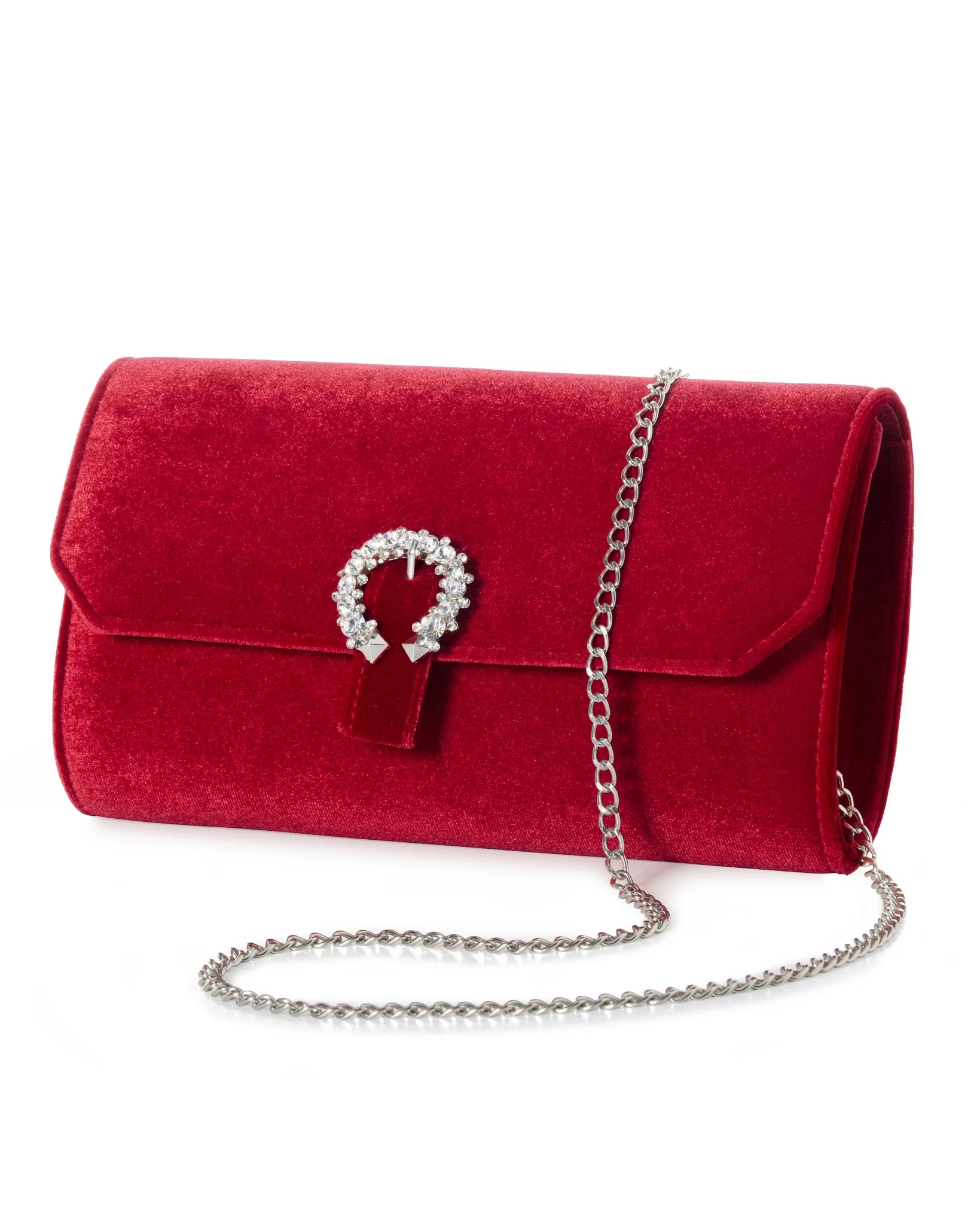 Velvet Embellished Clutch Red - Mycitystee