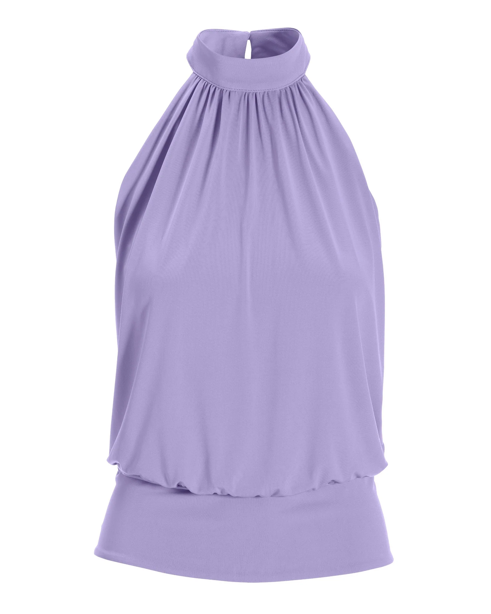 Halter Banded Bottom Mock Neck Top 2AV38 Lavender - Mycitystee