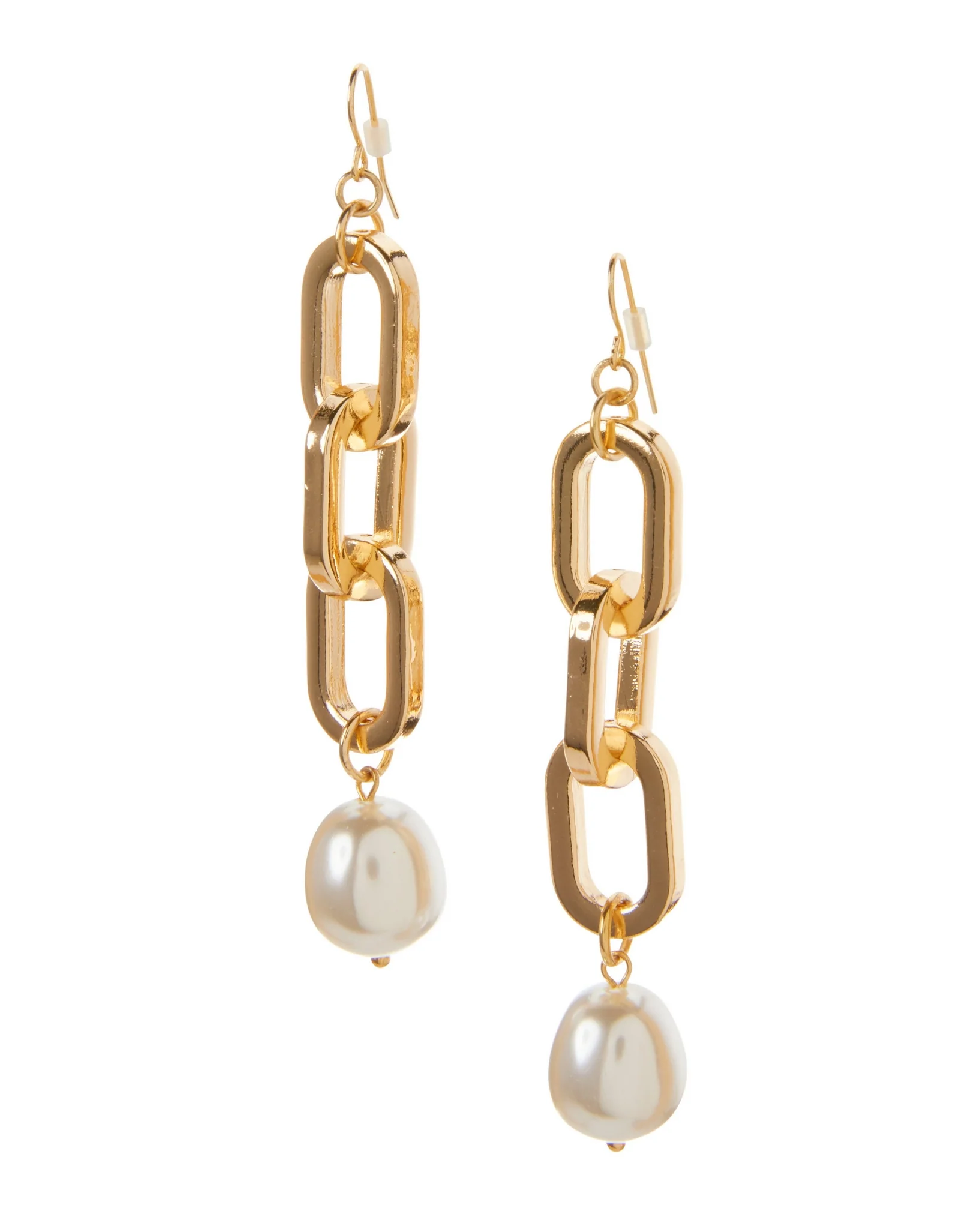 Chain and Pearl Drop Earring Gold - Mycitystee