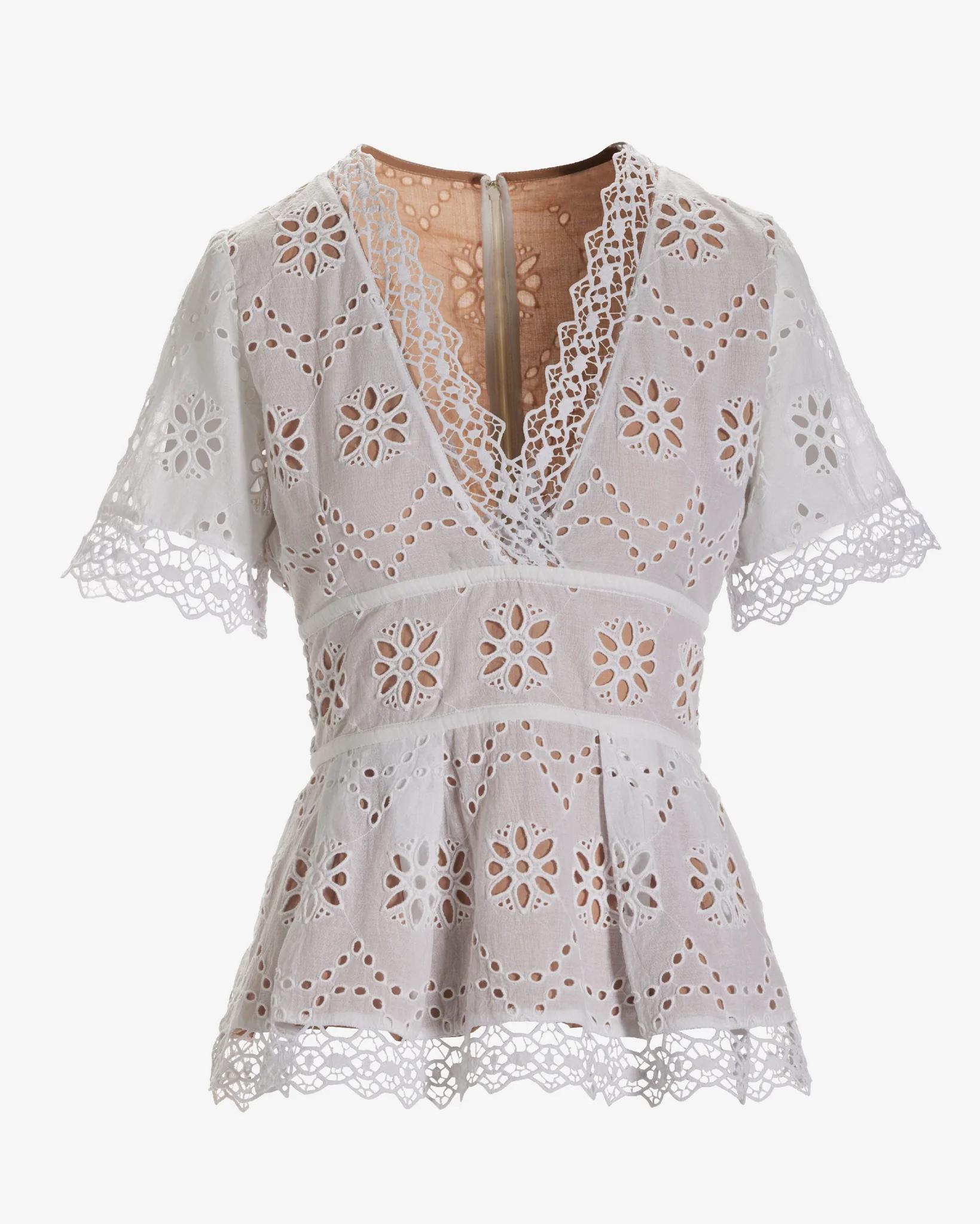 Exploded Eyelet Peplum Blouse White - Mycitystee