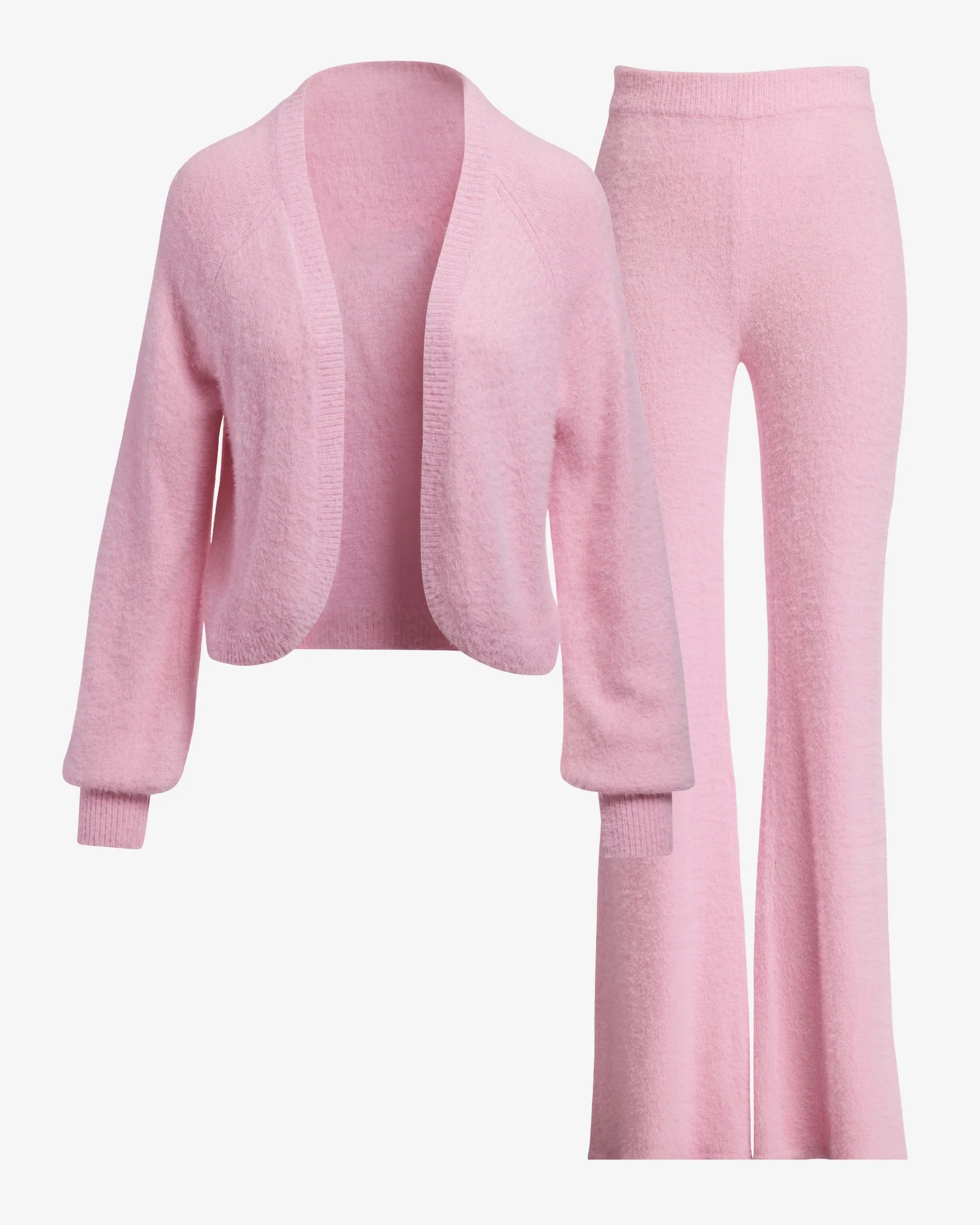 Plush Cardigan and Wide Leg Lounge Set Sweet Lilac - Mycitystee