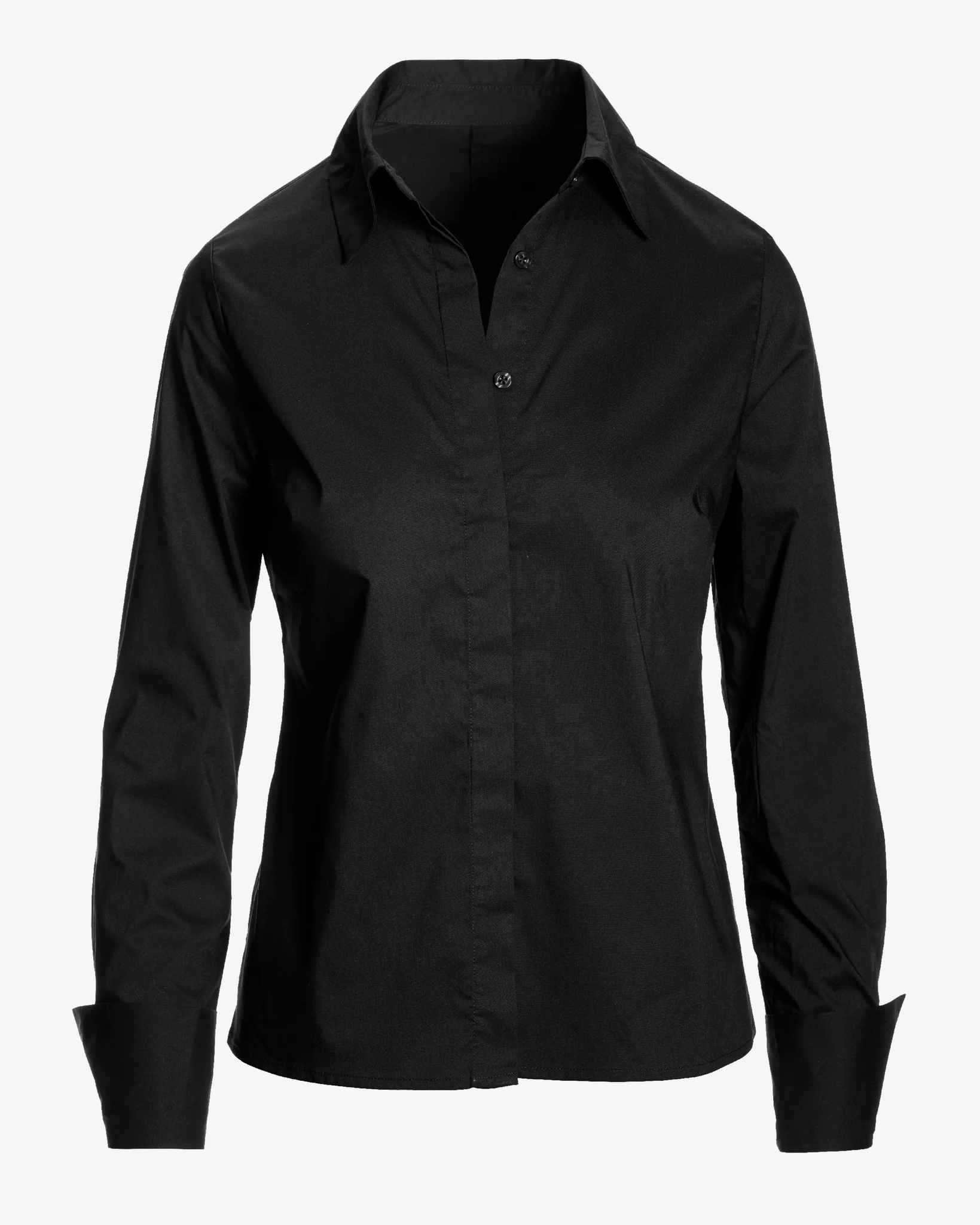 Sophia Button Up Poplin Shirt Black - Mycitystee