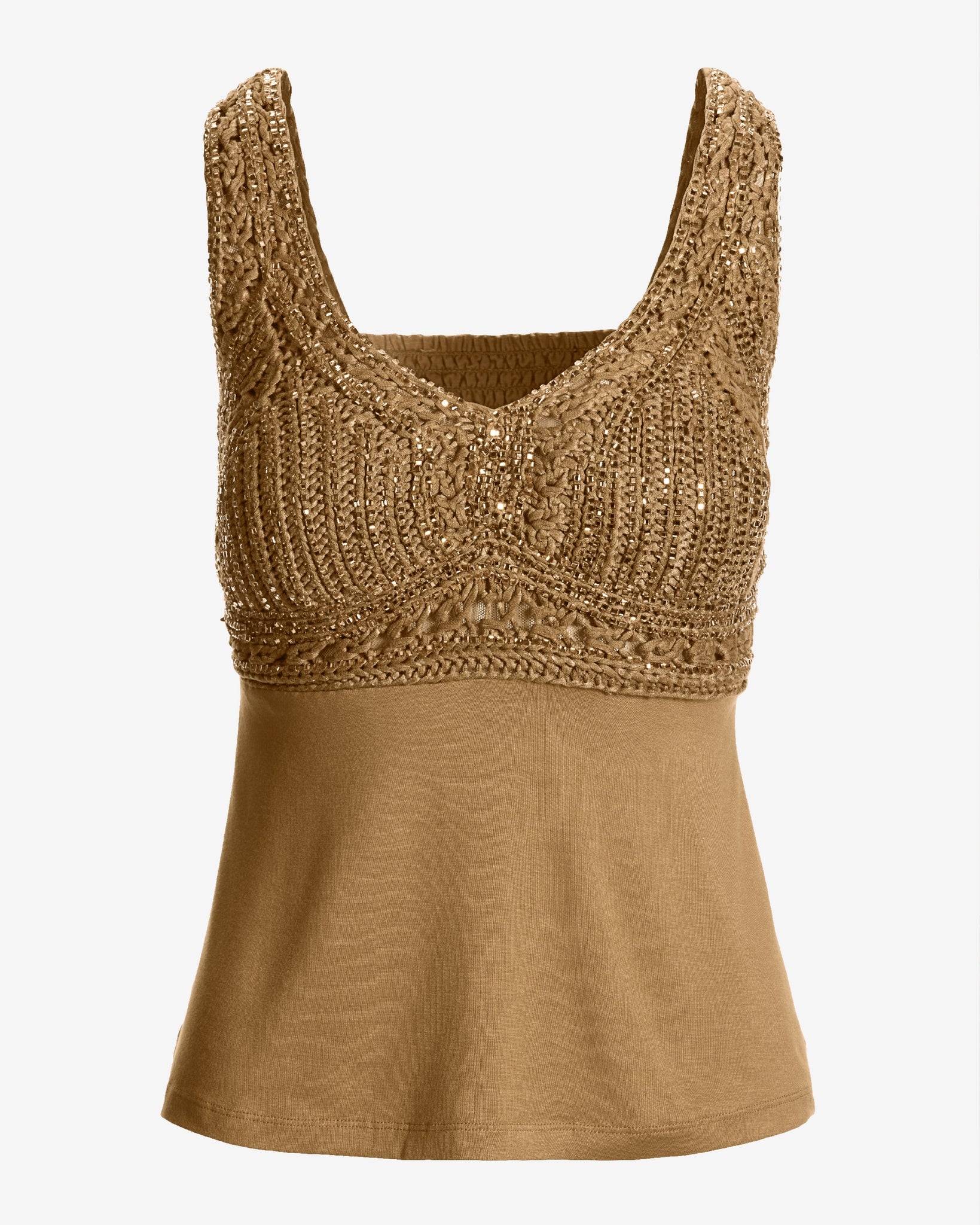 Macram   Embellished Knit Top Tigers Eye - Mycitystee