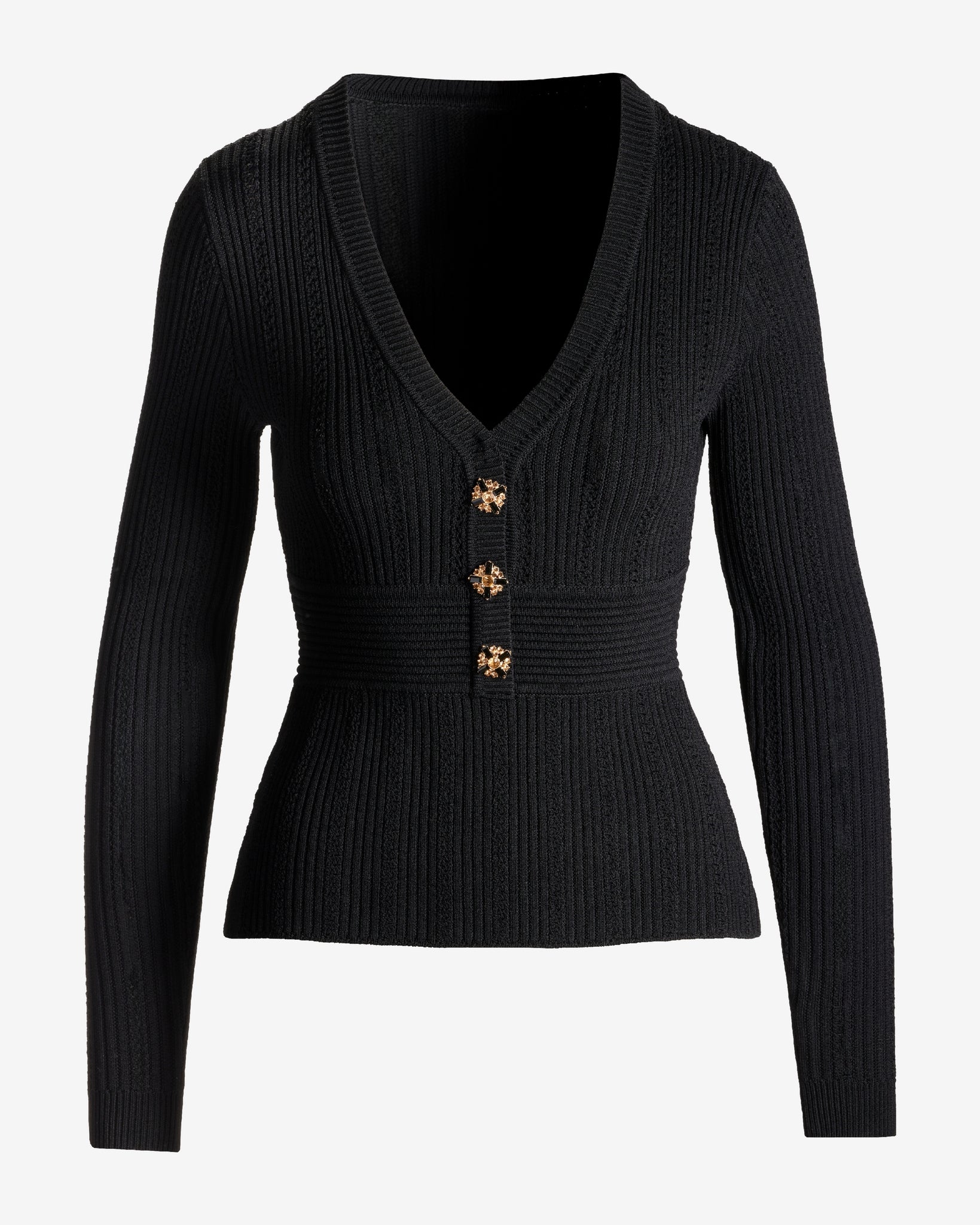 Peplum Button Sweater Proper Black - Mycitystee