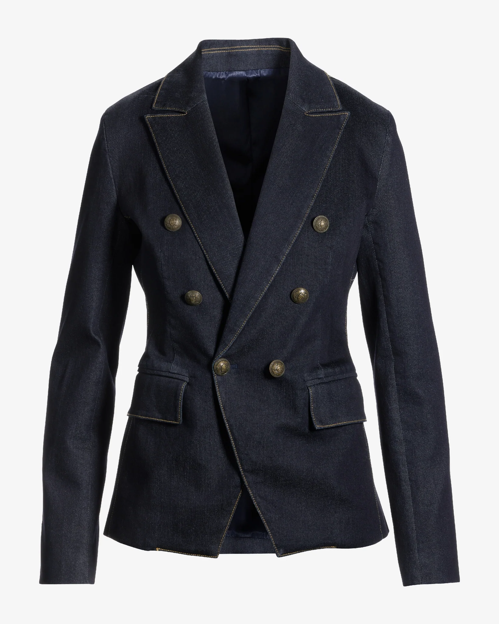 Rinse Denim Double Breasted Blazer Rinse - Mycitystee