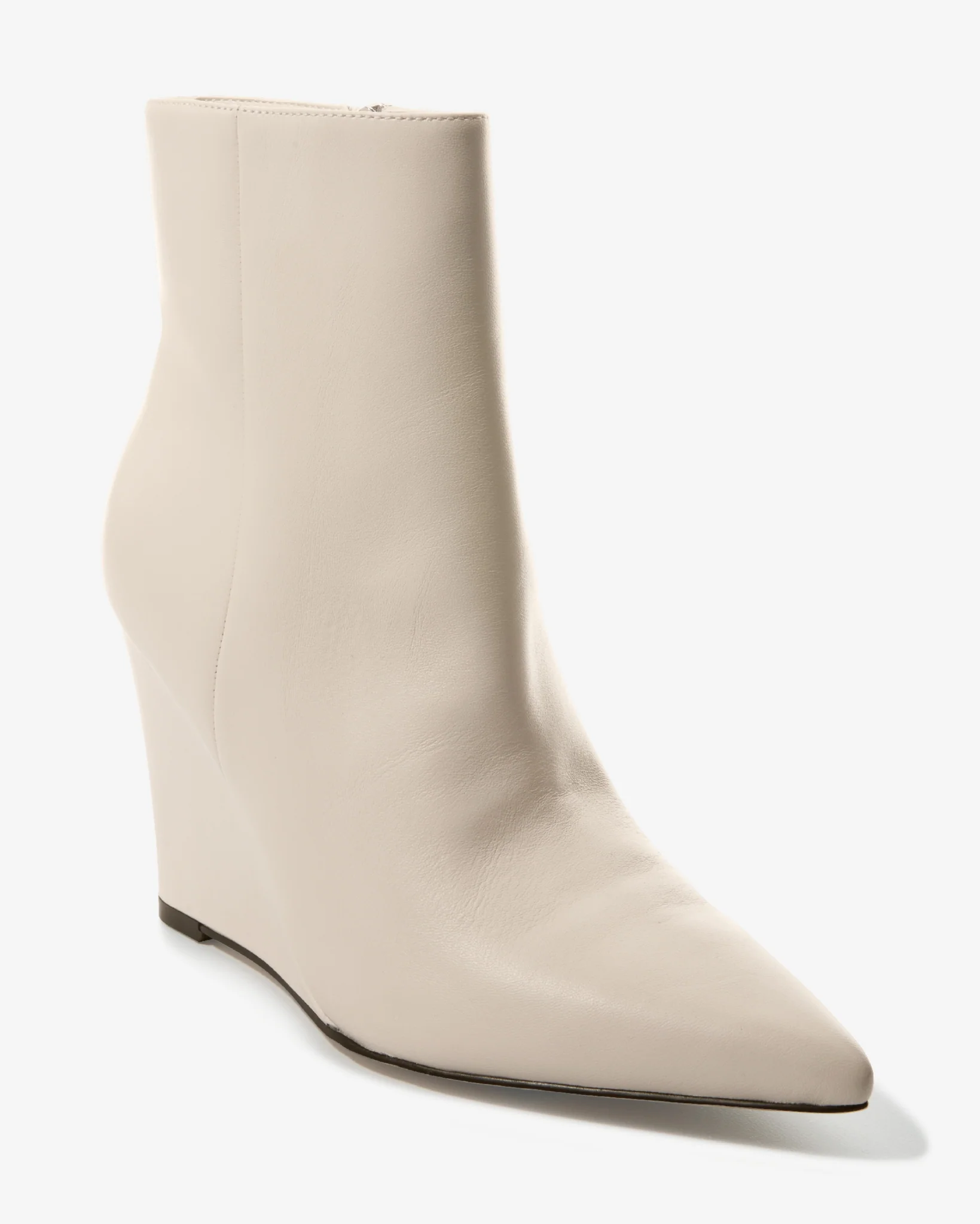 Side Zippered Wedge Bootie White - Mycitystee