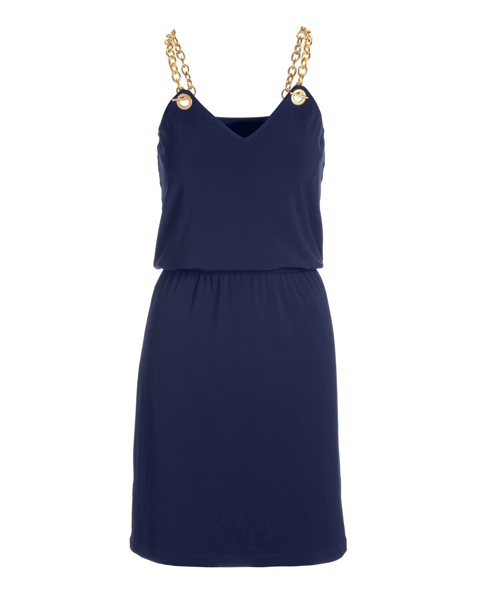 Chain Hardware Blouson Dress Navy - Mycitystee