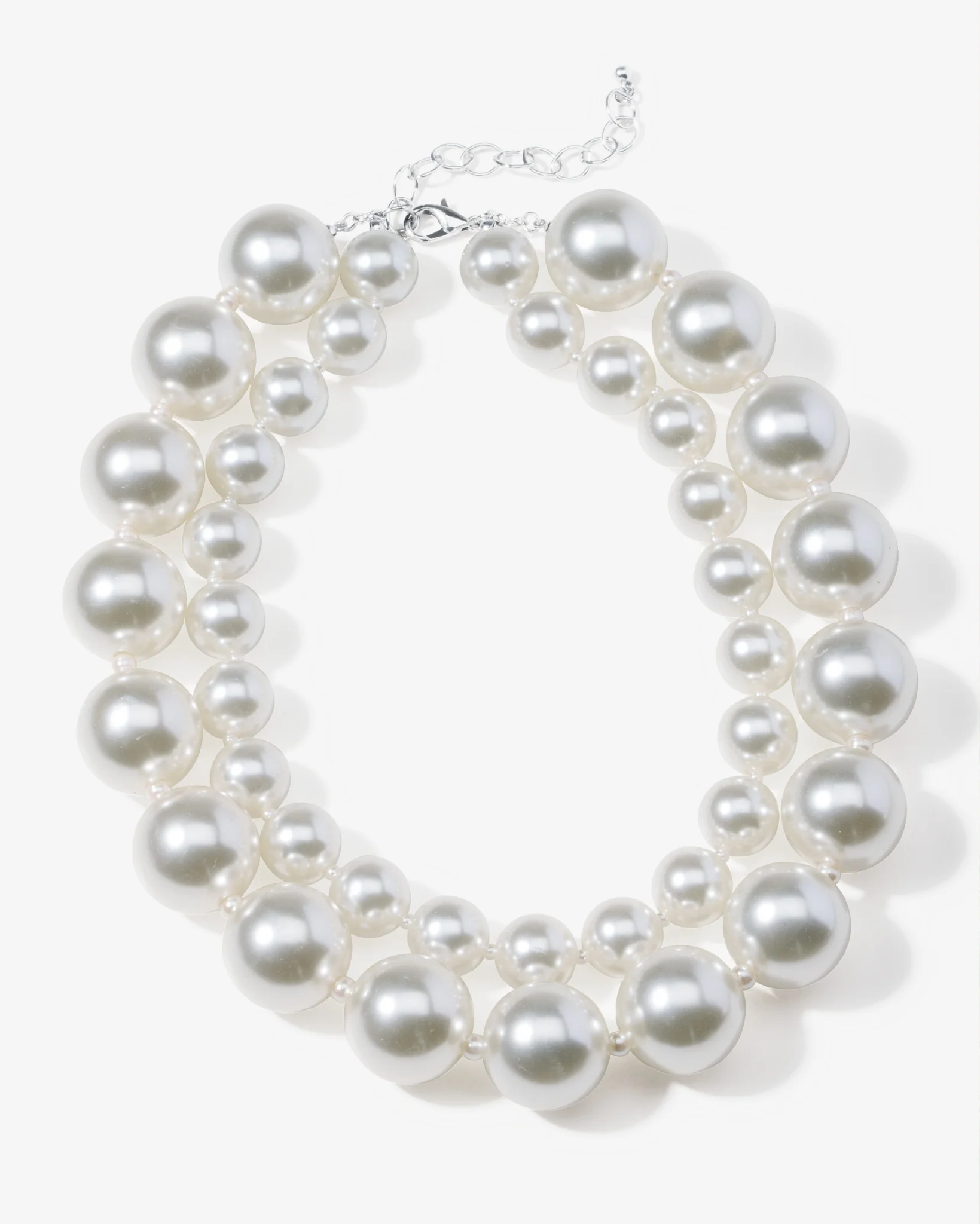 Double Layered Pearl Necklace White - Mycitystee