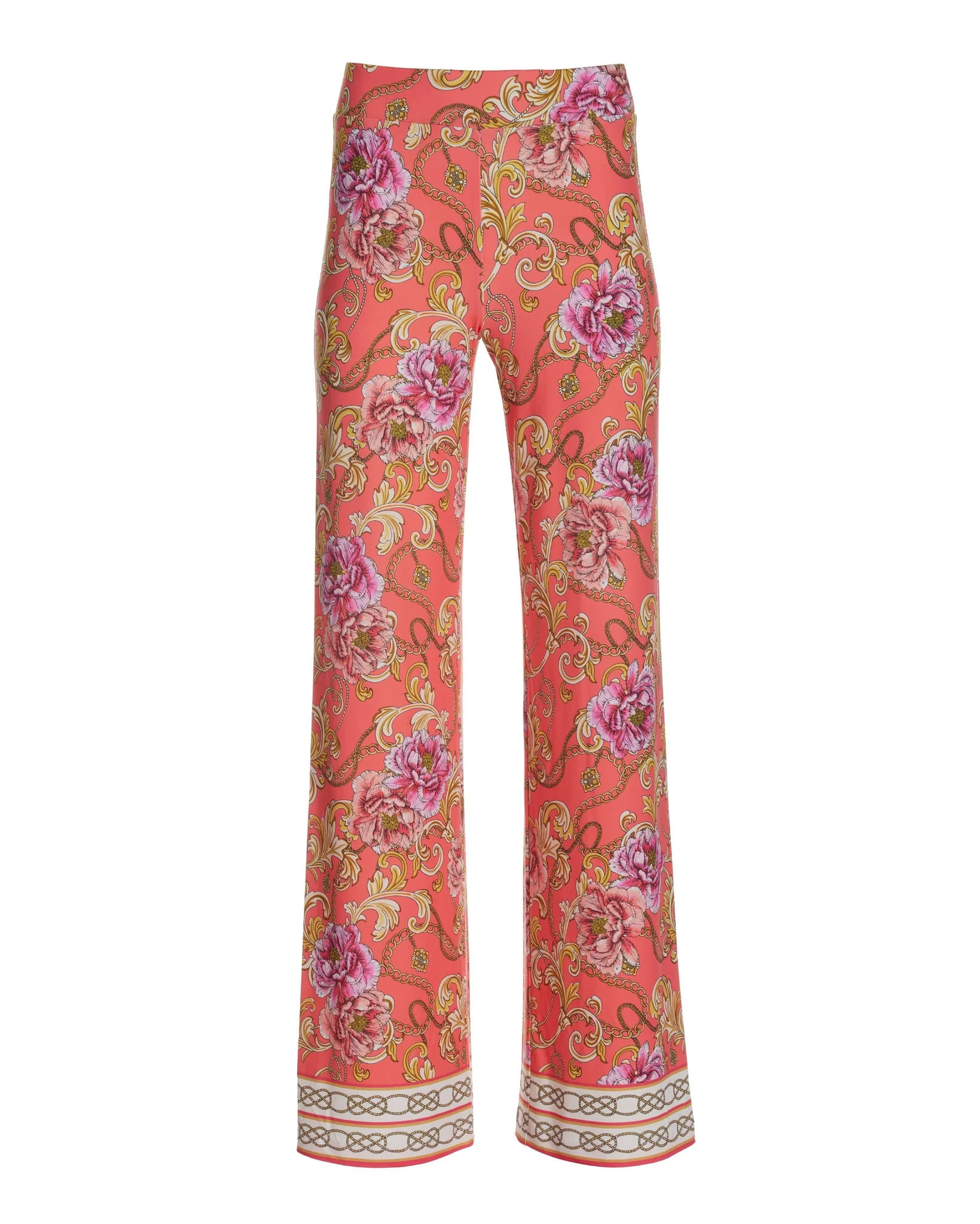 Reflecting Scrolls Knit Palazzo Pant Orange Multi - Mycitystee