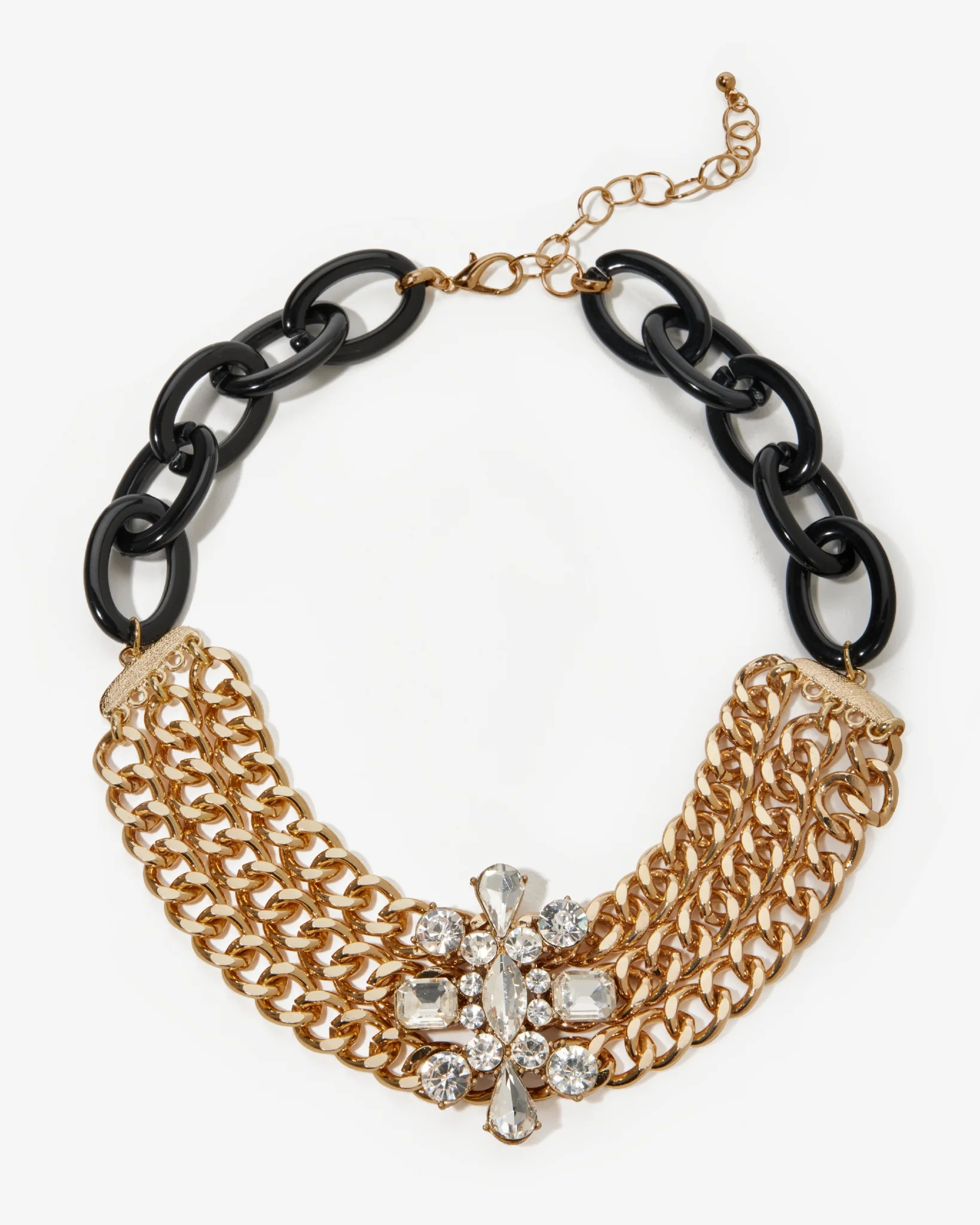 Gold Chain Link Choker Necklace Black/Gold - Mycitystee