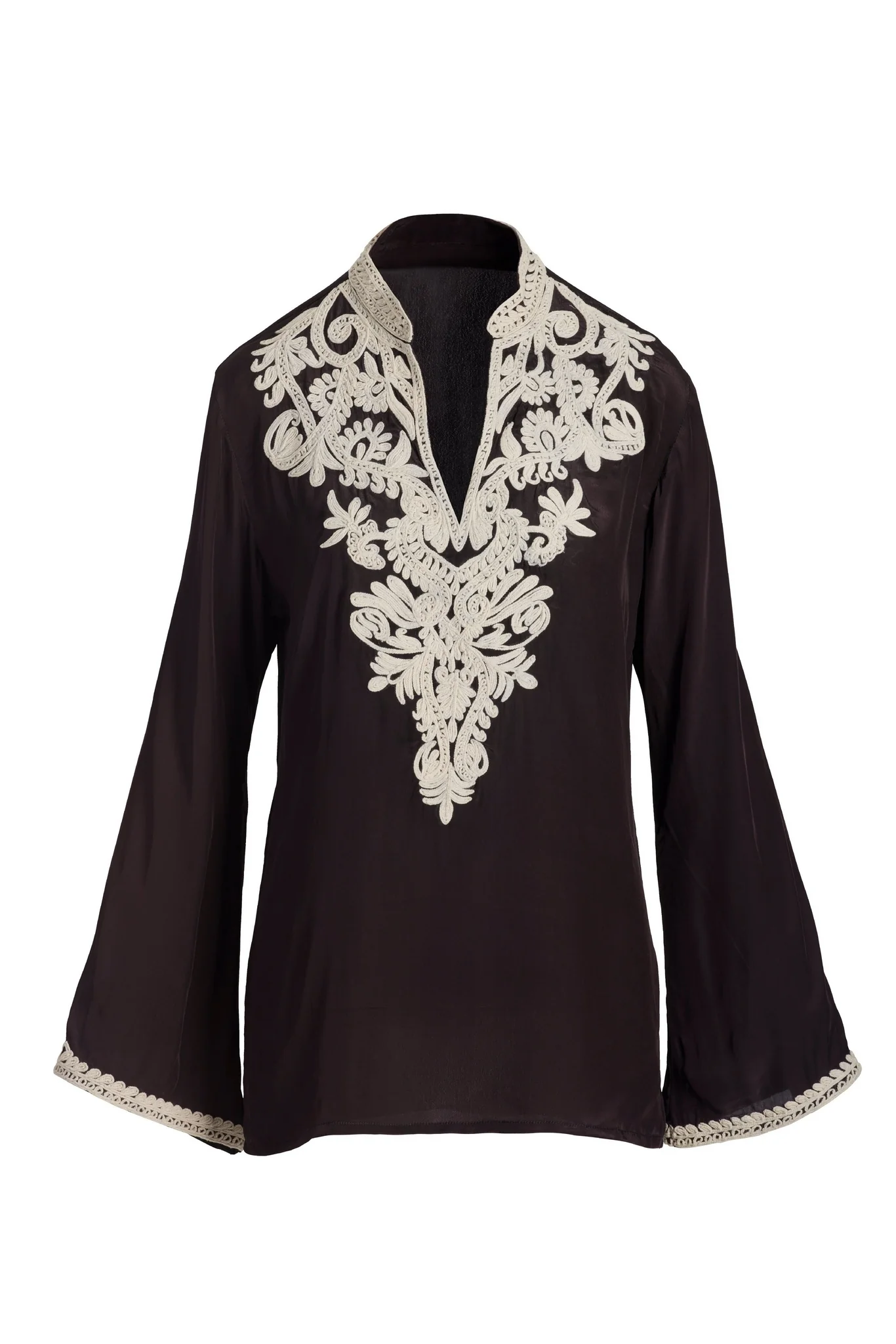 Embroidered Detail Tunic Chocolate Brown - Mycitystee
