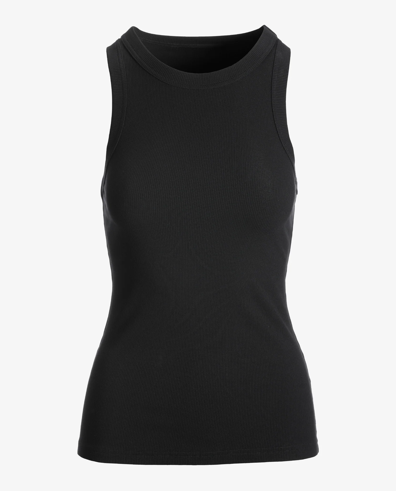 So Essential Ribbed High Neck Top Proper Black - Mycitystee