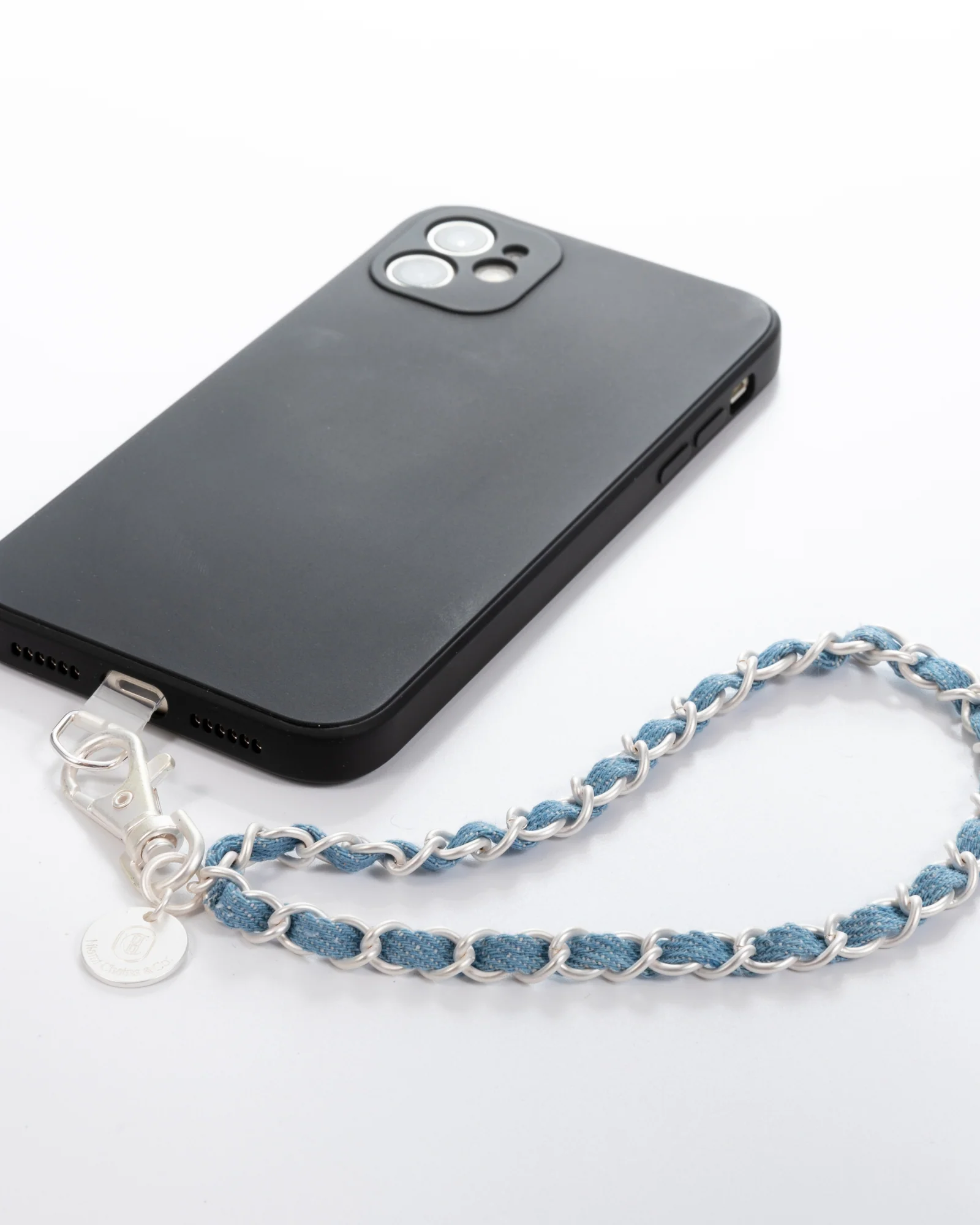 Denim Dream x Matte Silver Phone Wrislet - Mycitystee