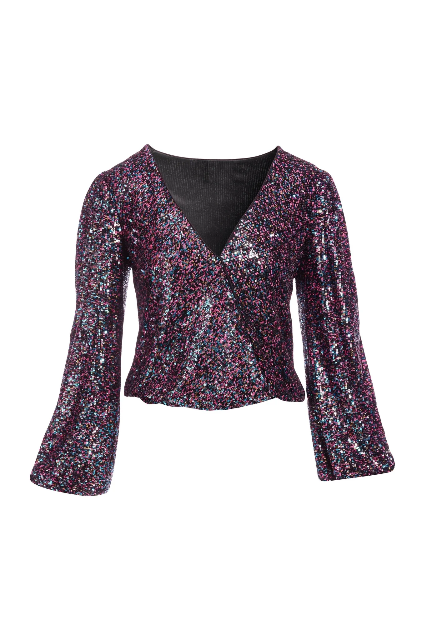 Sequin Surplice Blouse Multi - Mycitystee