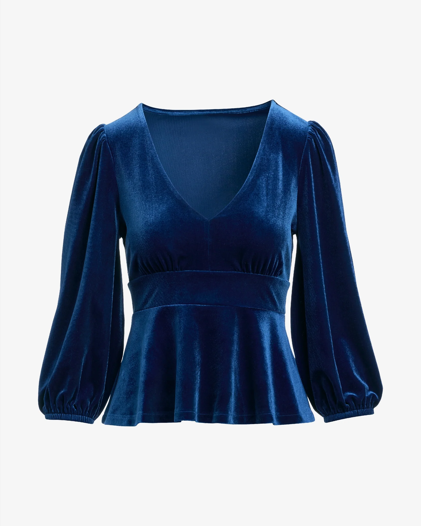 Velvet Peplum Blouson Top Cobalt - Mycitystee