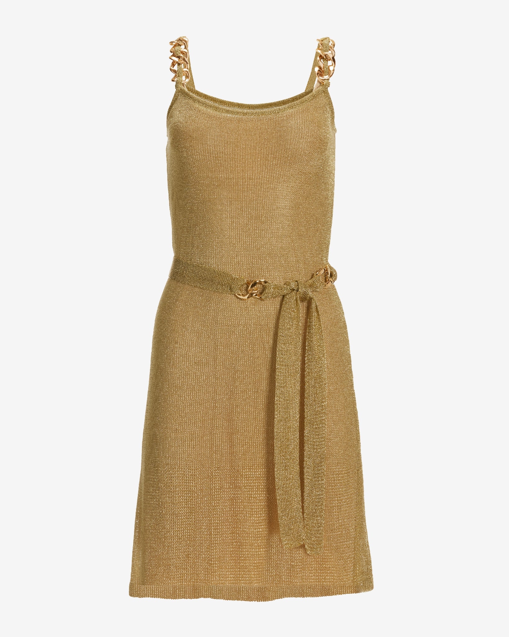 Chain Detail Metallic Crochet Dress Gold - Mycitystee