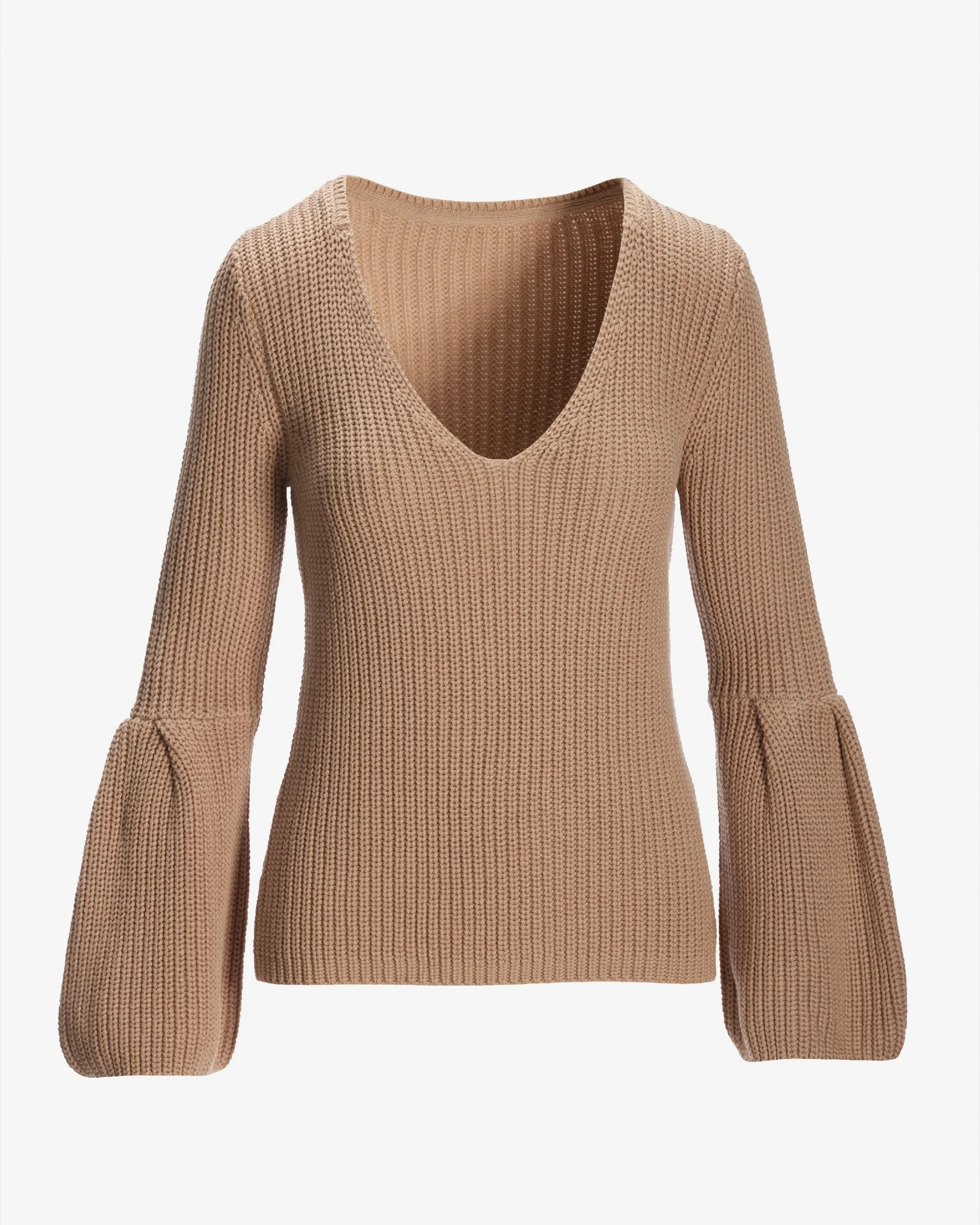 Flare Sleeve V Neck Sweater Sesame - Mycitystee