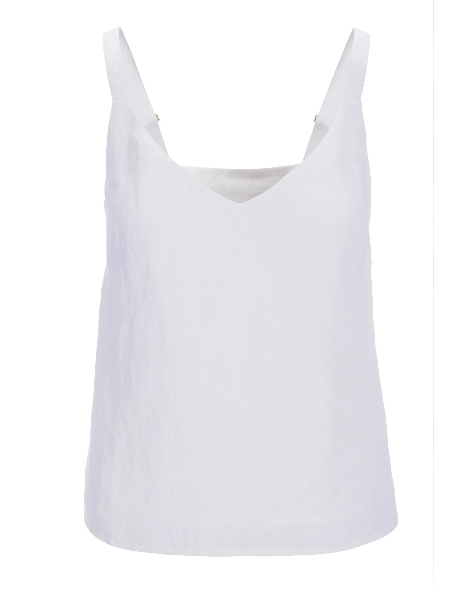V Neck Linen Tank Top White - Mycitystee