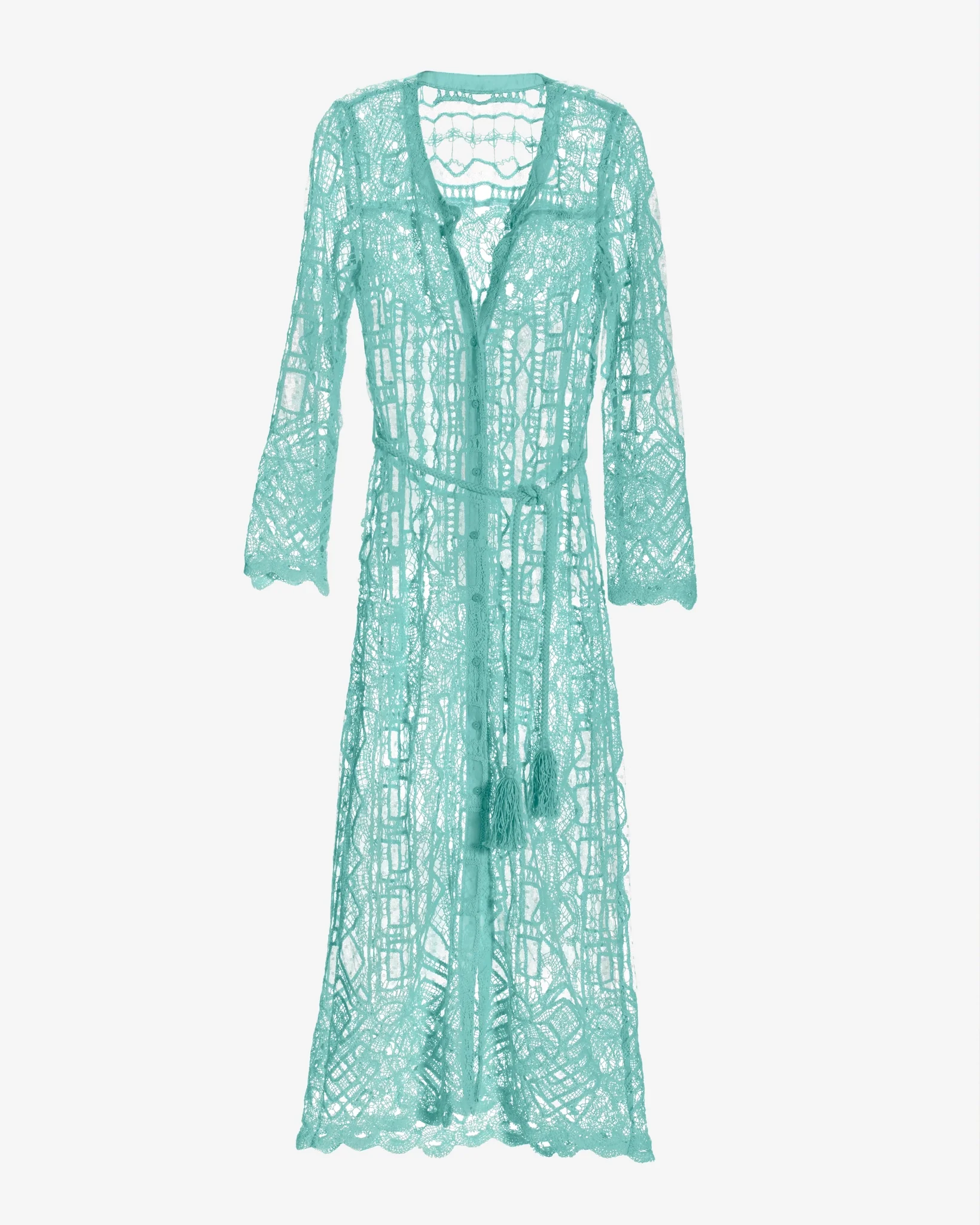 Mesh Crochet Mix Duster Tanager Turquoise - Mycitystee