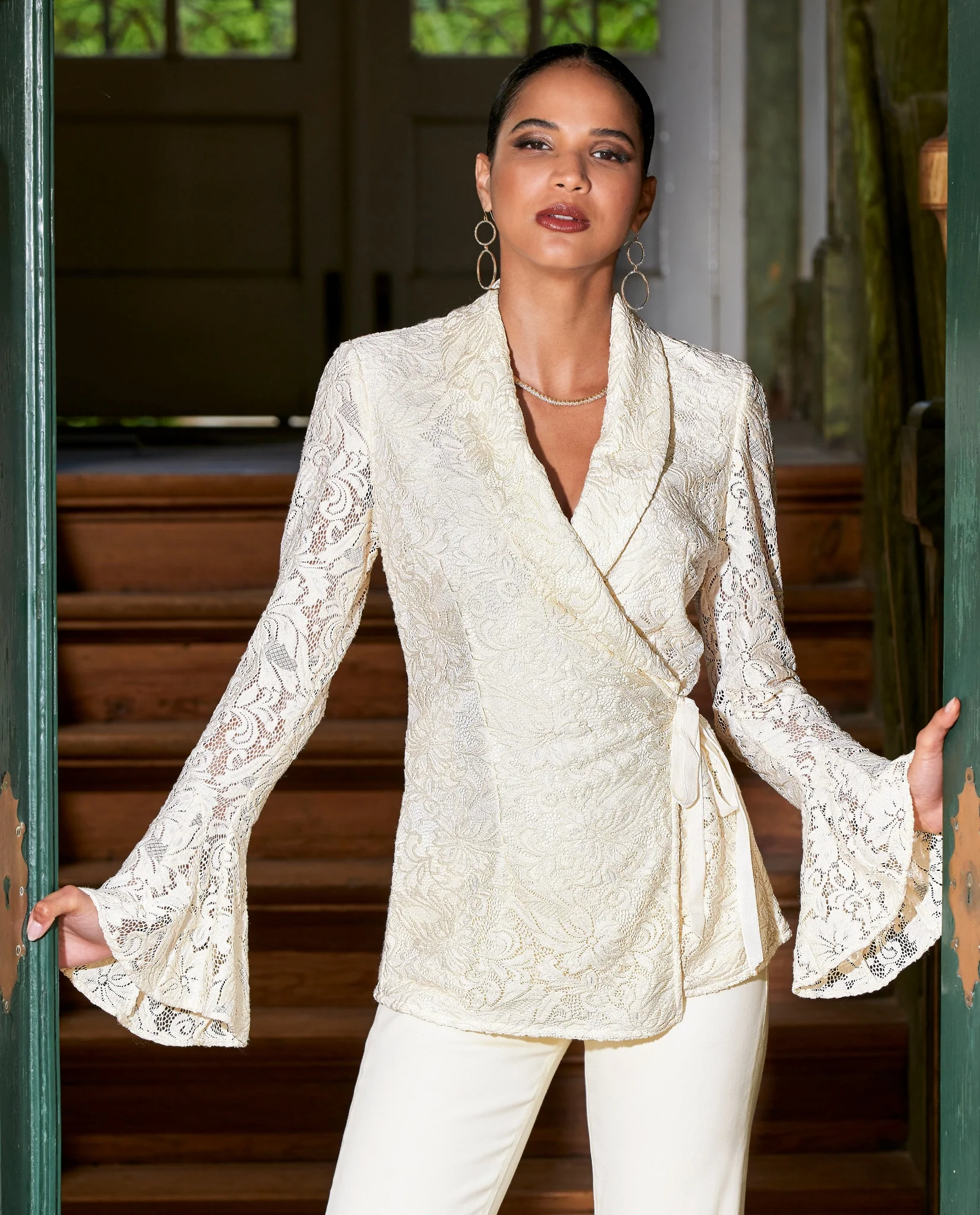 Lace Asymmetric Tunic Off White - Mycitystee