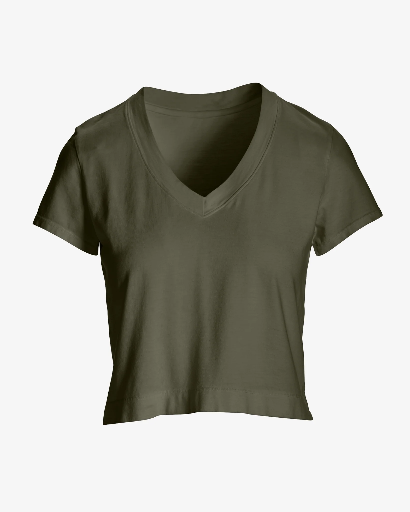 Cotton V Neck Short Sleeve Tee Olive Night - Mycitystee