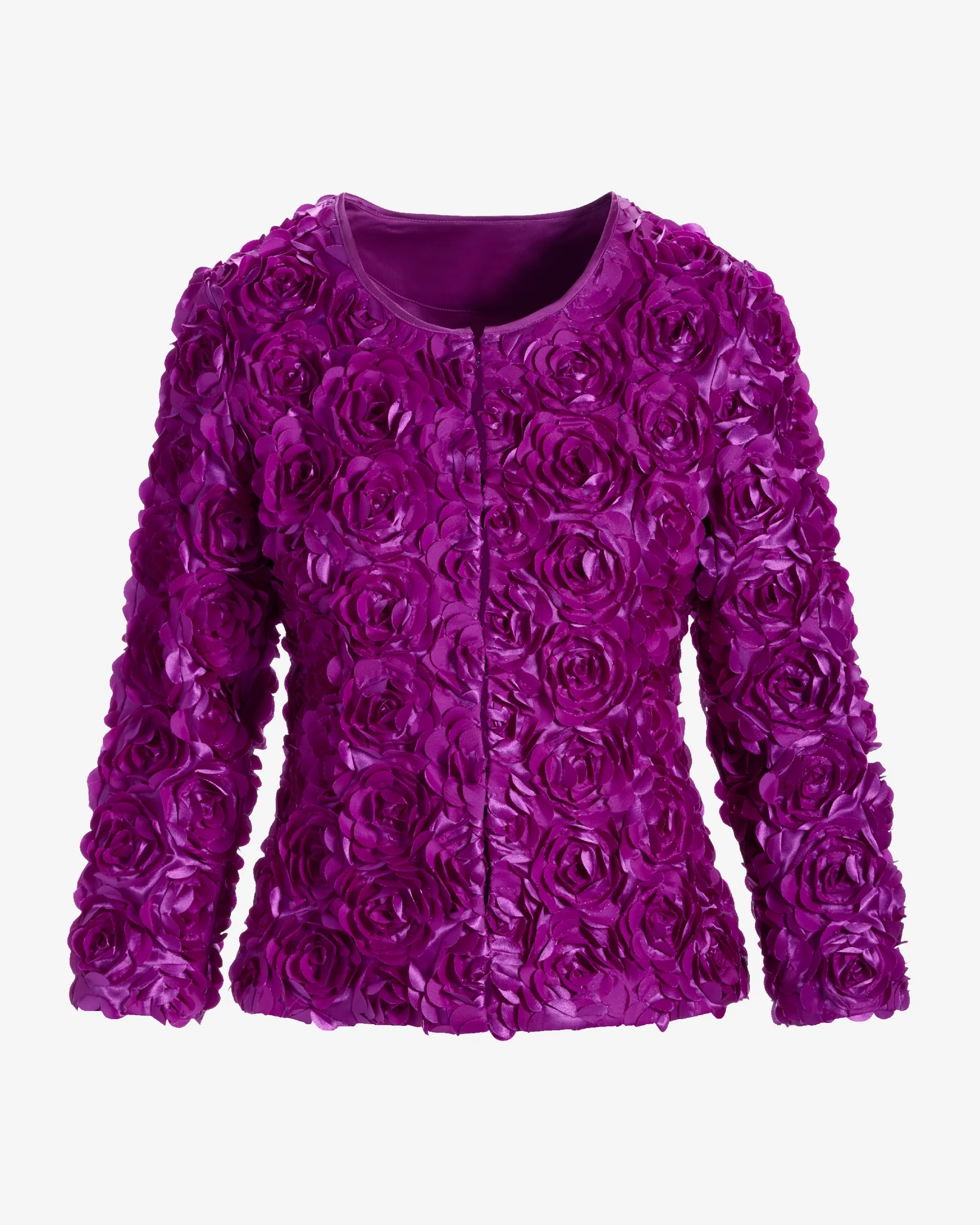 Rosette three quarter sleeve Jacket Purple Cactus Flower - Mycitystee