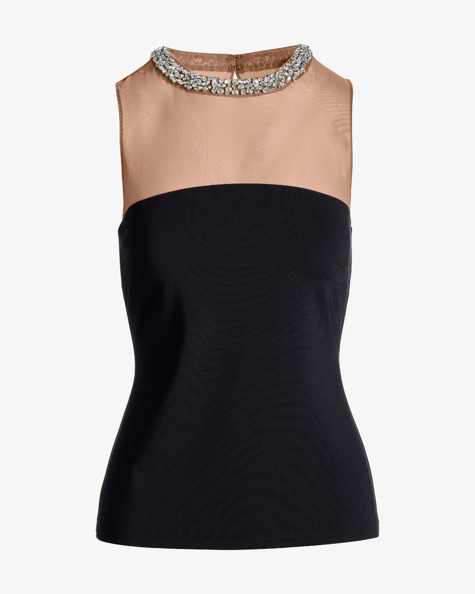 Embellished Sheer Ponte Top Black - Mycitystee