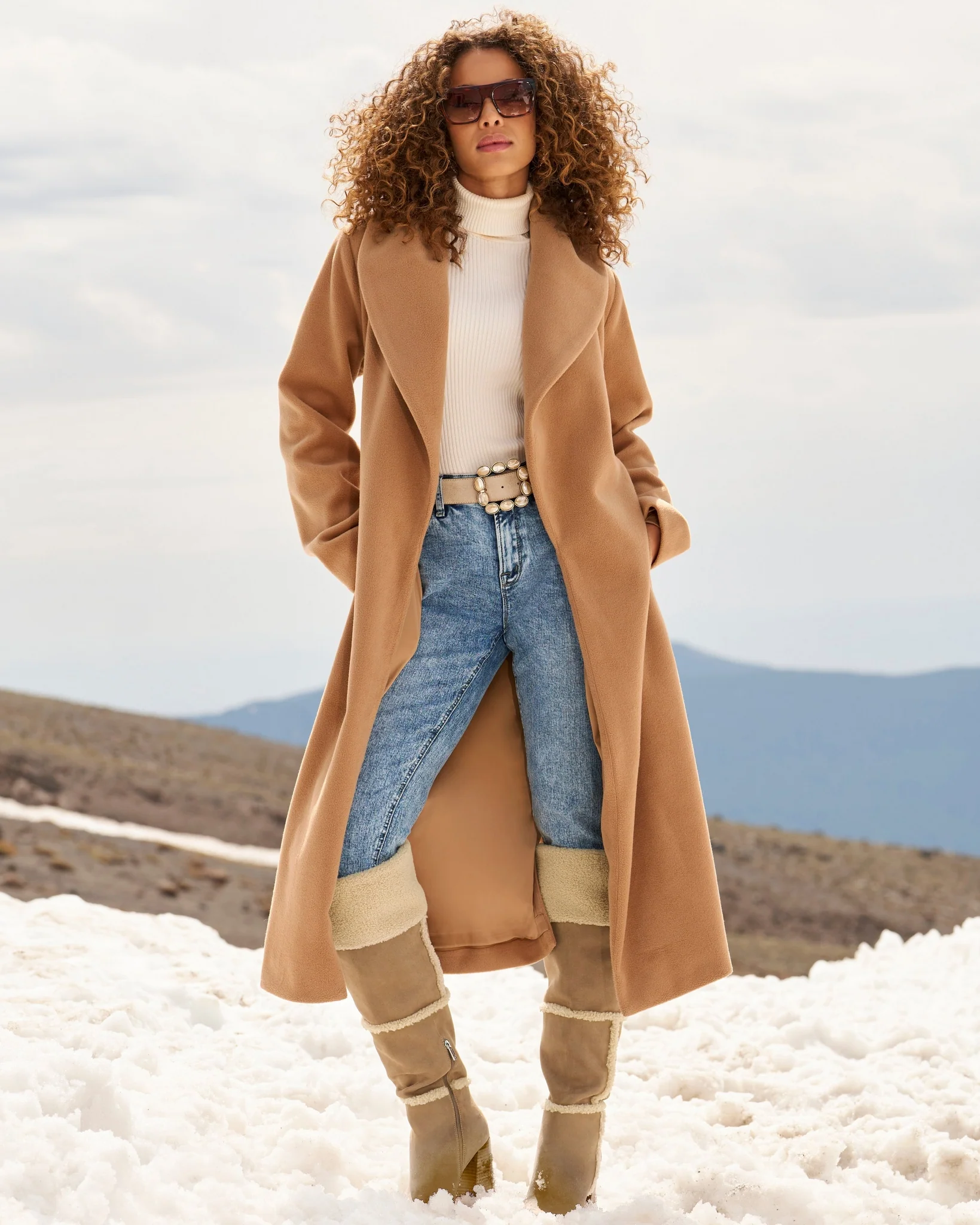 Shearling Suede Tall Heeled Boot Natural - Mycitystee