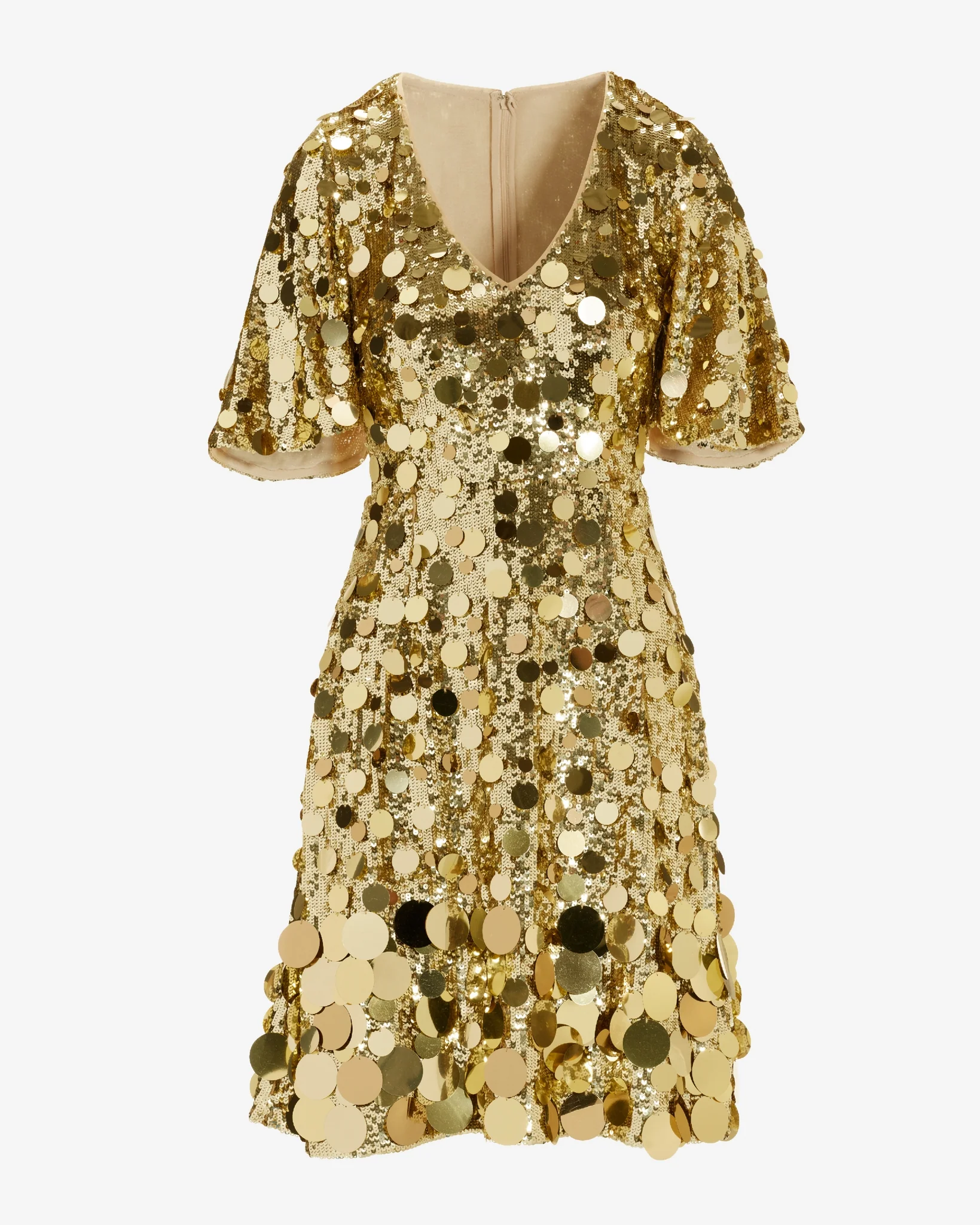 Effortless Glamour Paillette A Line Dress Gold - Mycitystee