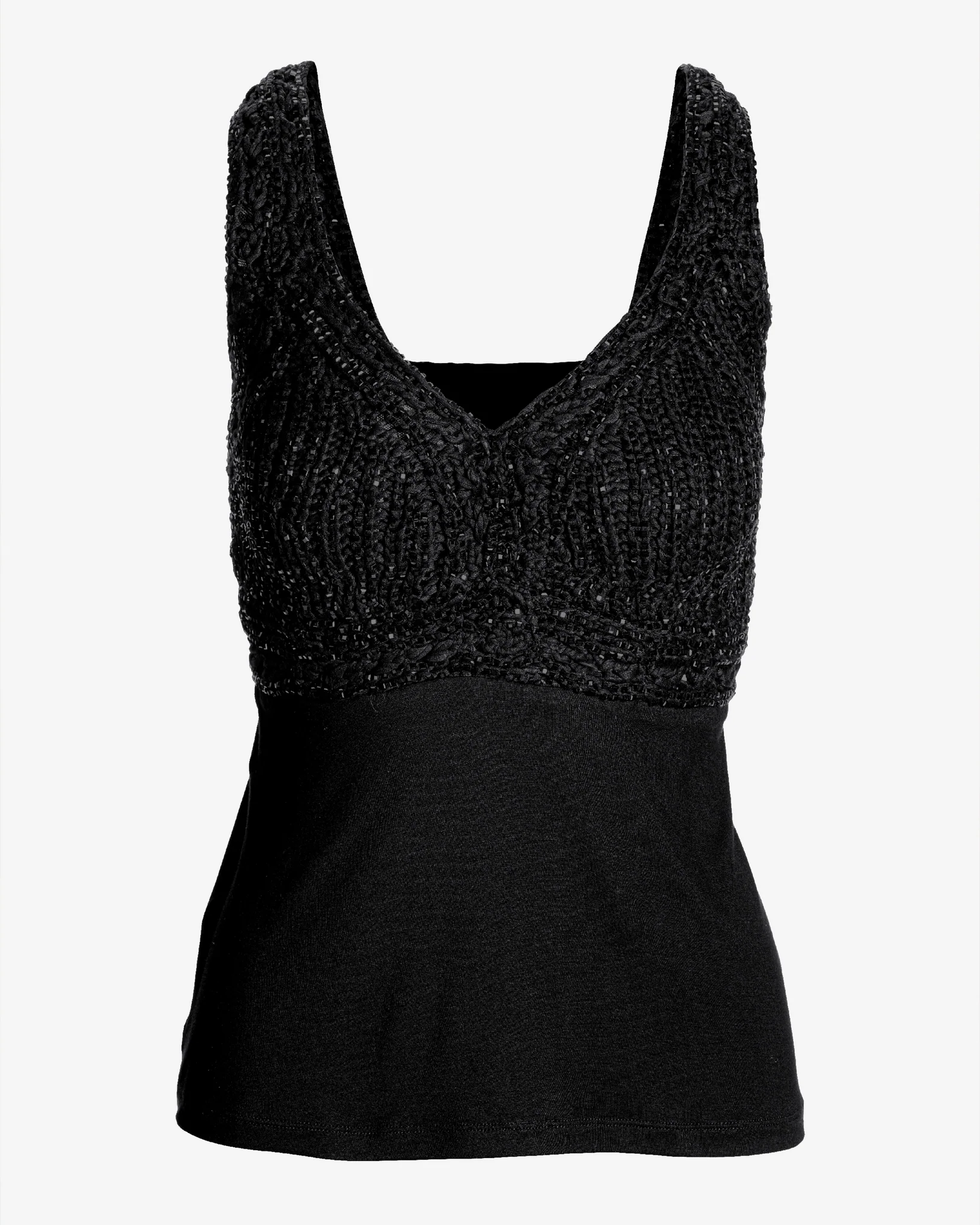 Macram   Embellished Knit Top Proper Black - Mycitystee