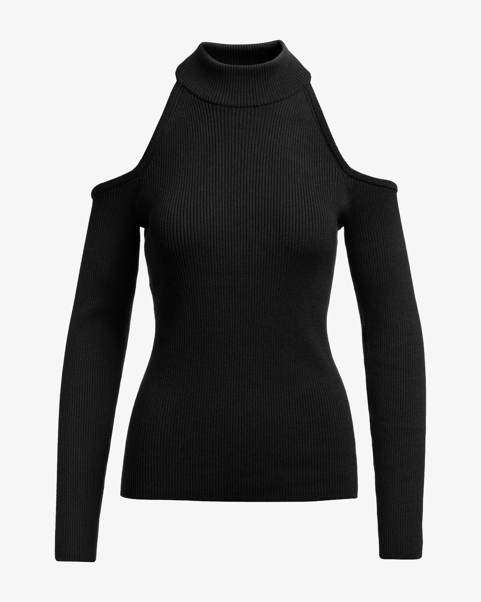Ribbed Cold Shoulder Sweater Proper Black - Mycitystee