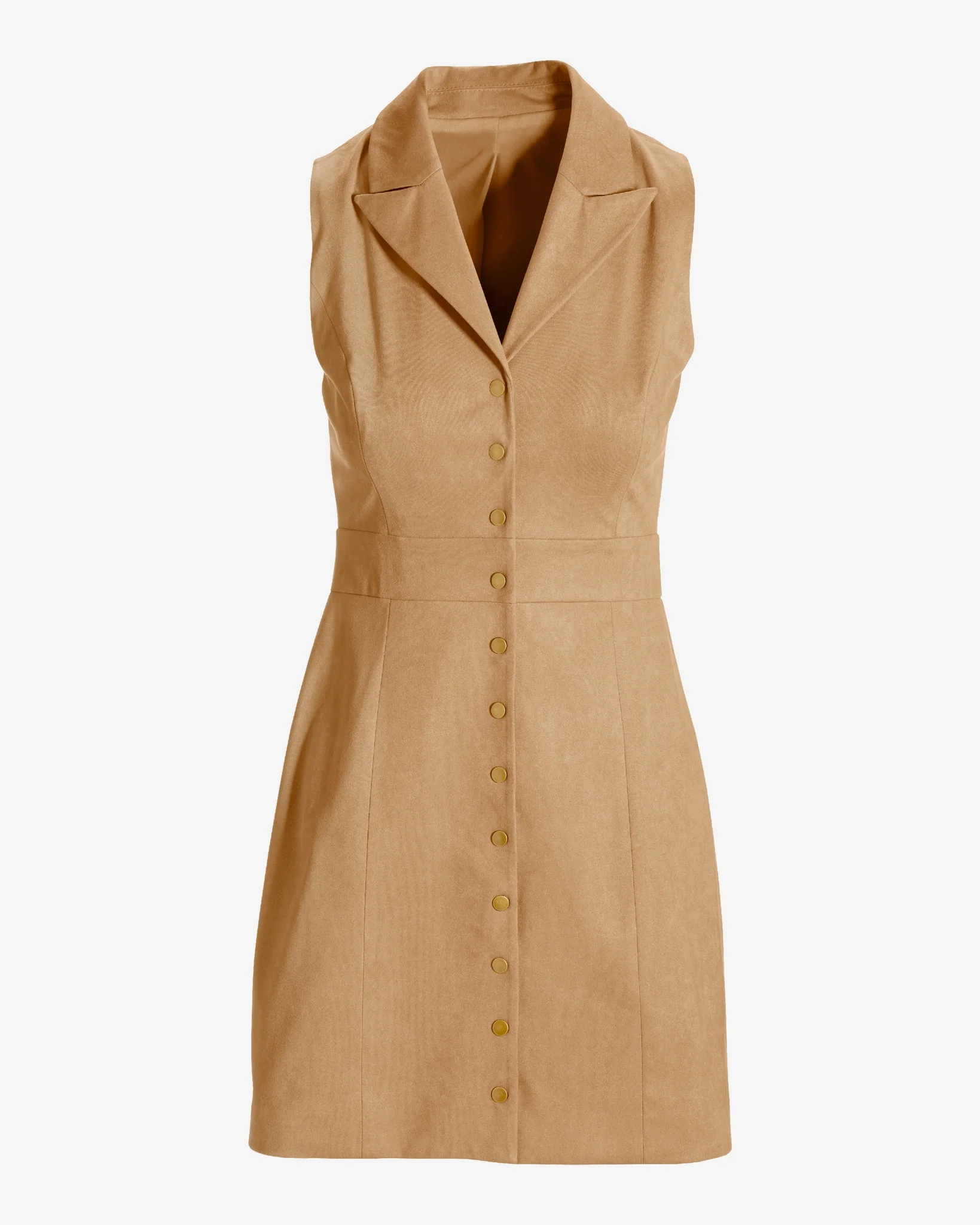 Faux Suede Collared Sheath Dress Tan - Mycitystee