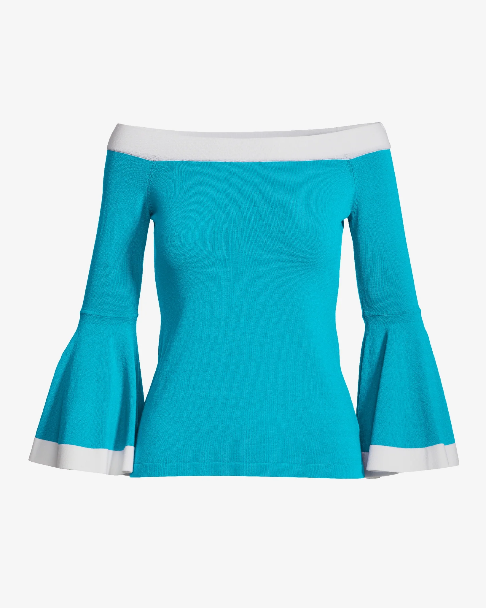 Color Block Flare Sleeve Sweater Scuba Blue - Mycitystee