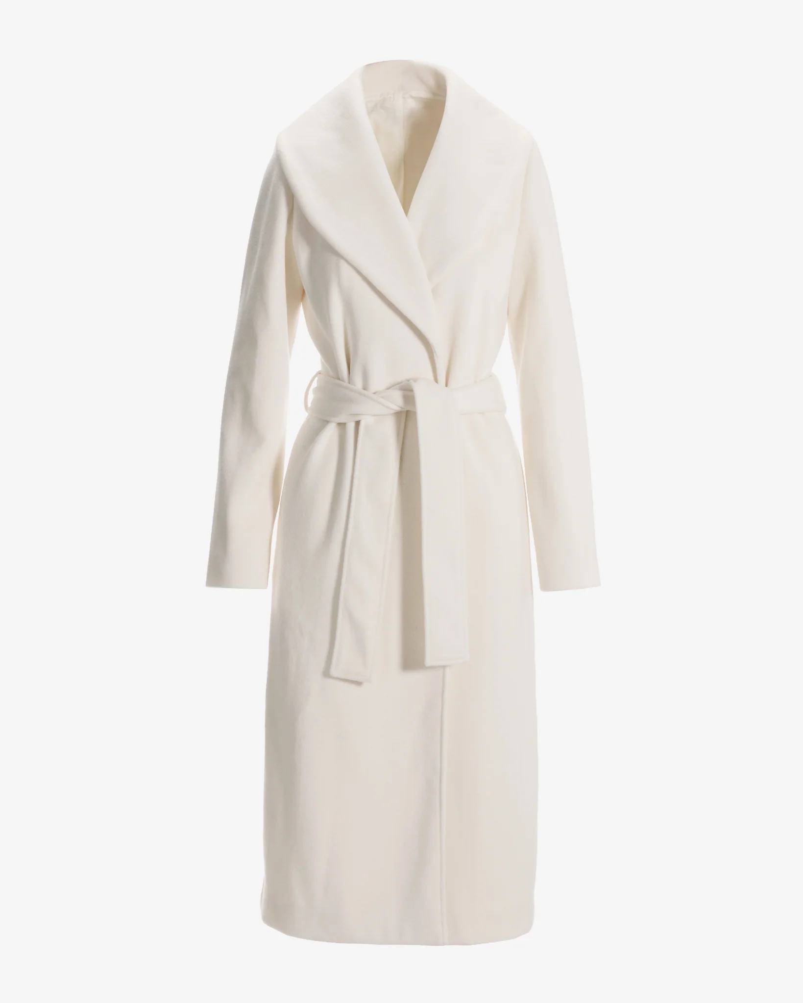 Shawl Collar Tie Waist Coat Off White - Mycitystee