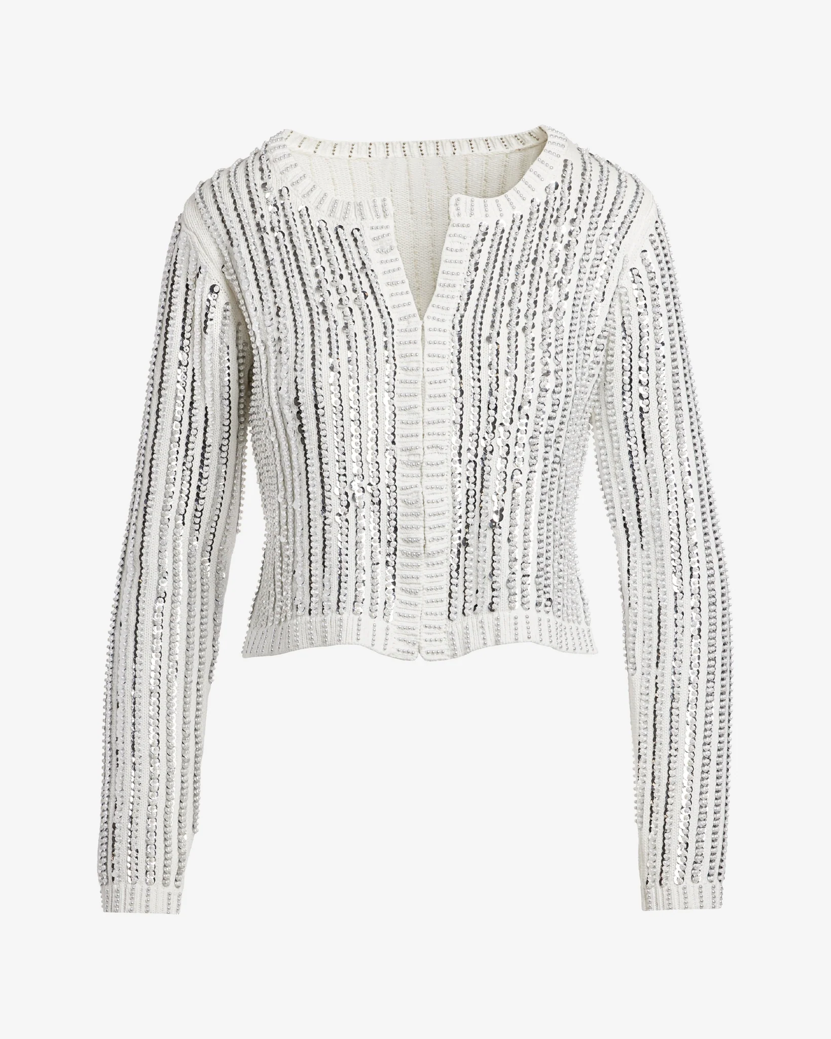 Pearl & Sequin Embellished Cardigan Off White - Mycitystee