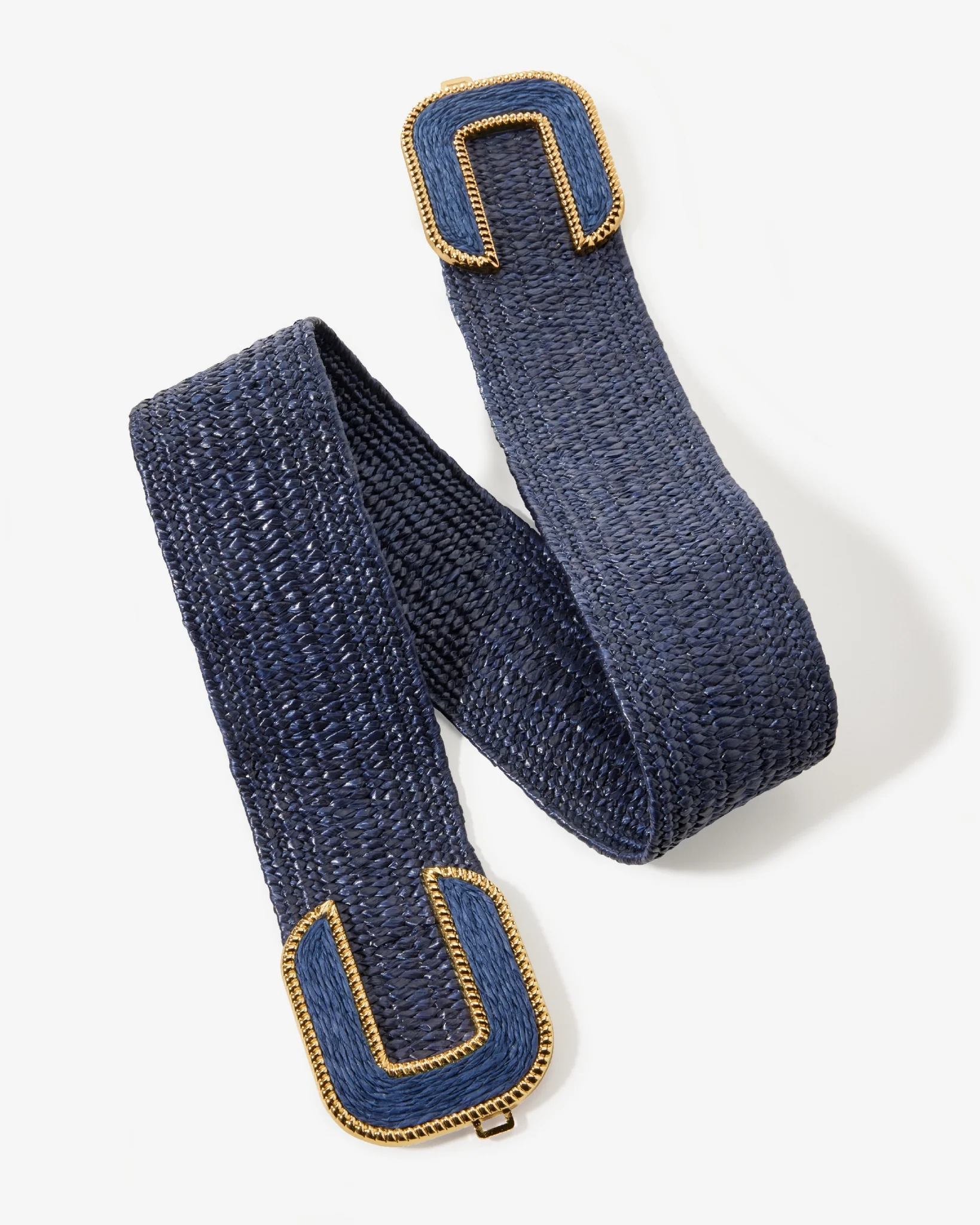 Gold Hardware Raffia Elastic Belt Navy - Mycitystee